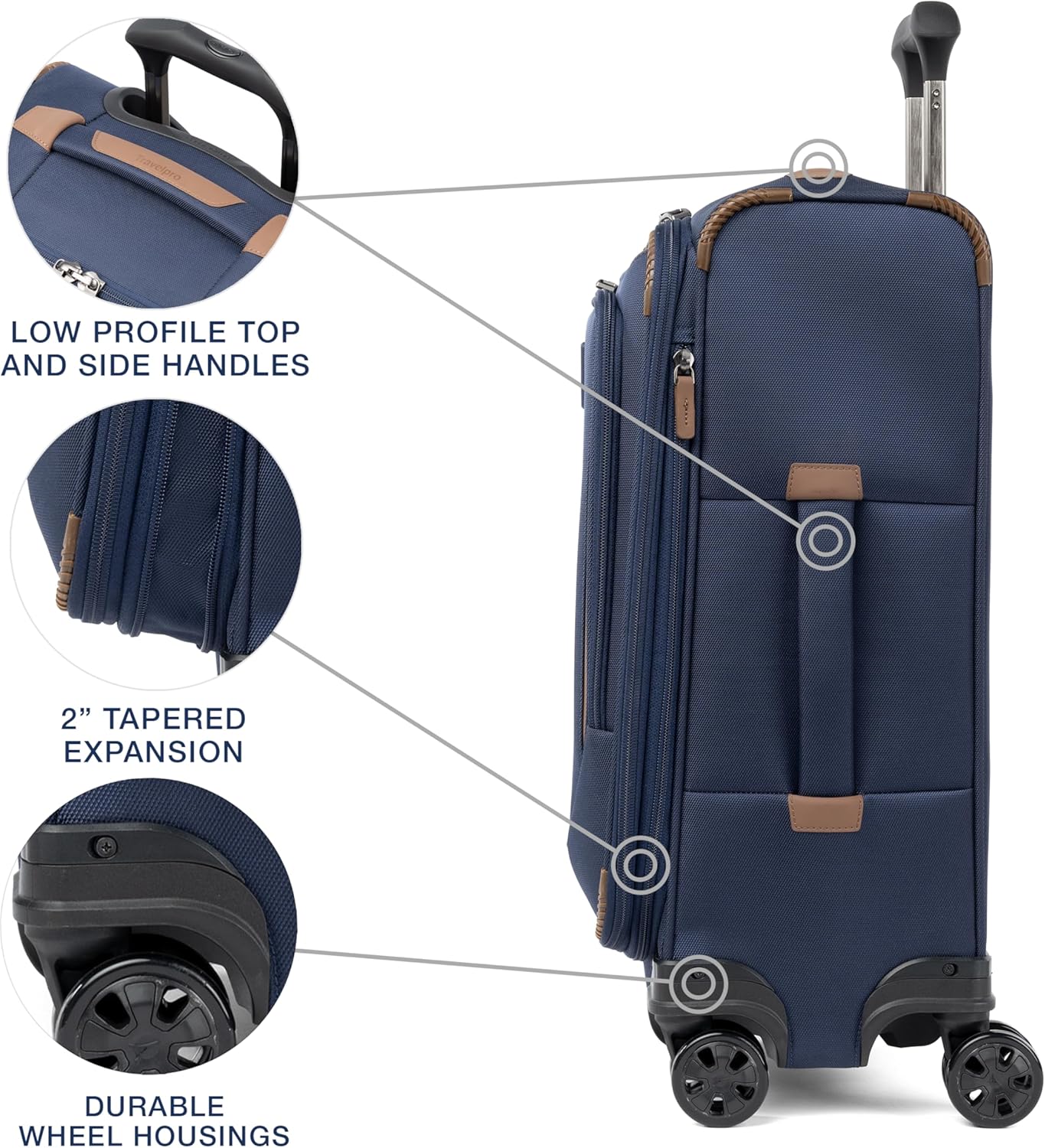 Travelpro Crew Classic Lightweight Softside Expandable Carry on Luggage, 8 Wheel Spinner Suitcase, Men and Women, Carry On 21-Inch, Patriot Blue