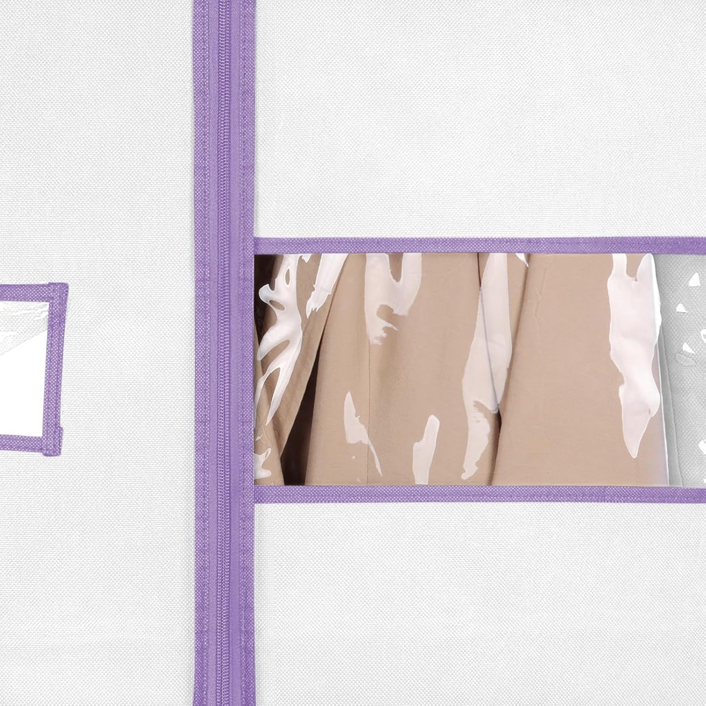 Syeeiex 60'' Garment Bags for Hanging Clothes, Set of 8 Dress Bags for Gowns, Dress Garment Bags for Gowns, Evening Dresses, Fur Coat, Long Dress(White & Purple)