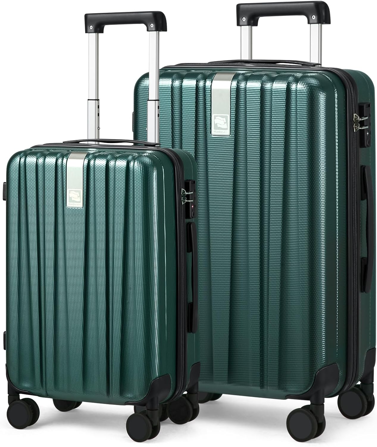 Hanke Luggage Sets 2 piece Carry On Luggage with Wheels PC Hard Shell Suitcases Lightweight Travel Luggage Travel Suitcase Woman Men 20/29 Inch (Blackish Green)