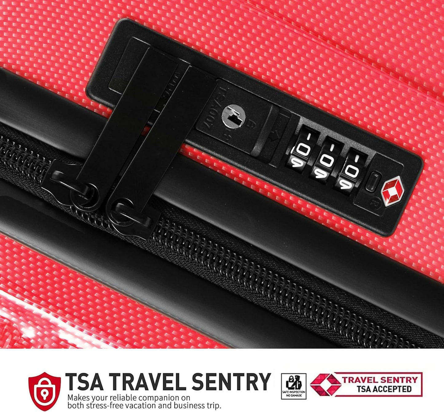 3 Piece Luggage Set, PC+ABS Lightweight Suitcase Sets with Spinner Wheels, Hardshell Luggage Sets with TSA Lock Red (20/24/28)