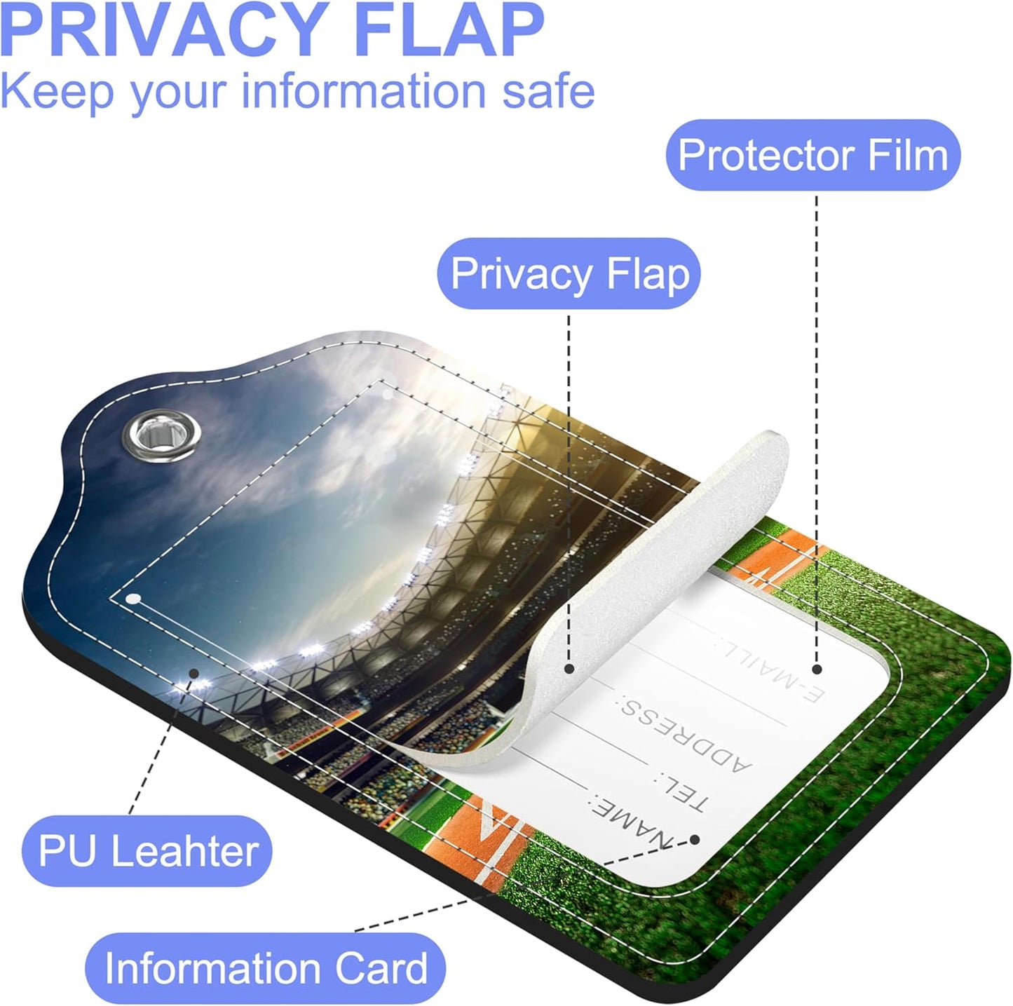 2 Pack Luggage Tag for Suitcase Old Baseball and Glove on Baseball Grand Leather Suitcase Tags with Identifiers Privacy Cover Name Address Labels and Stainless Steel Loop for Teens Adults