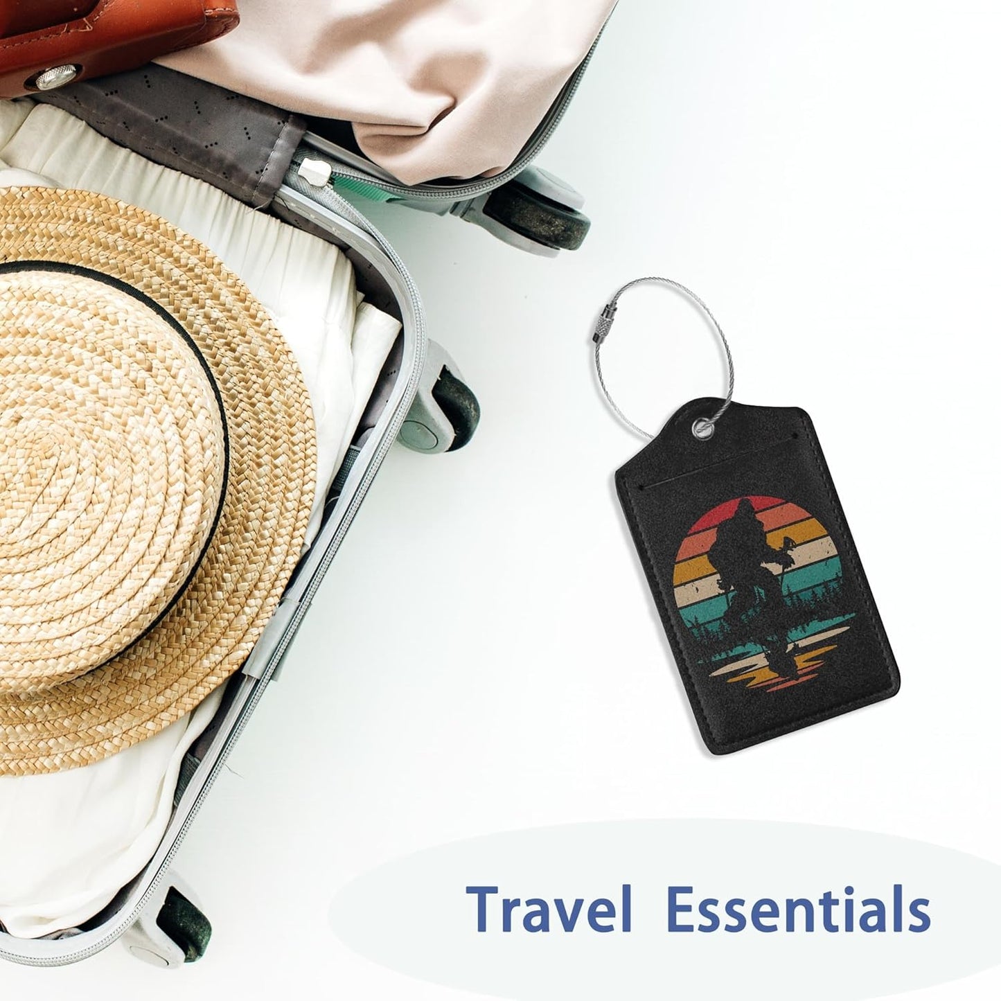 2Pcs Luggage Tag for Suitcase Sasquatch Cute Suitcase Tag with Privacy Flap & Name ID Label & Metal Loop,Travel Bag Luggage Tags for Women