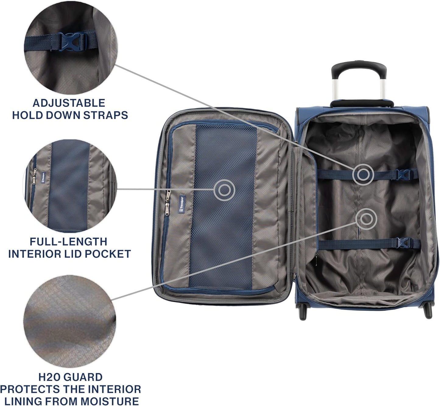 Travelpro Tourlite Softside Expandable Upright 2 Wheel Luggage, Lightweight Suitcase, Men and Women, Blue, Carry-On 22-Inch