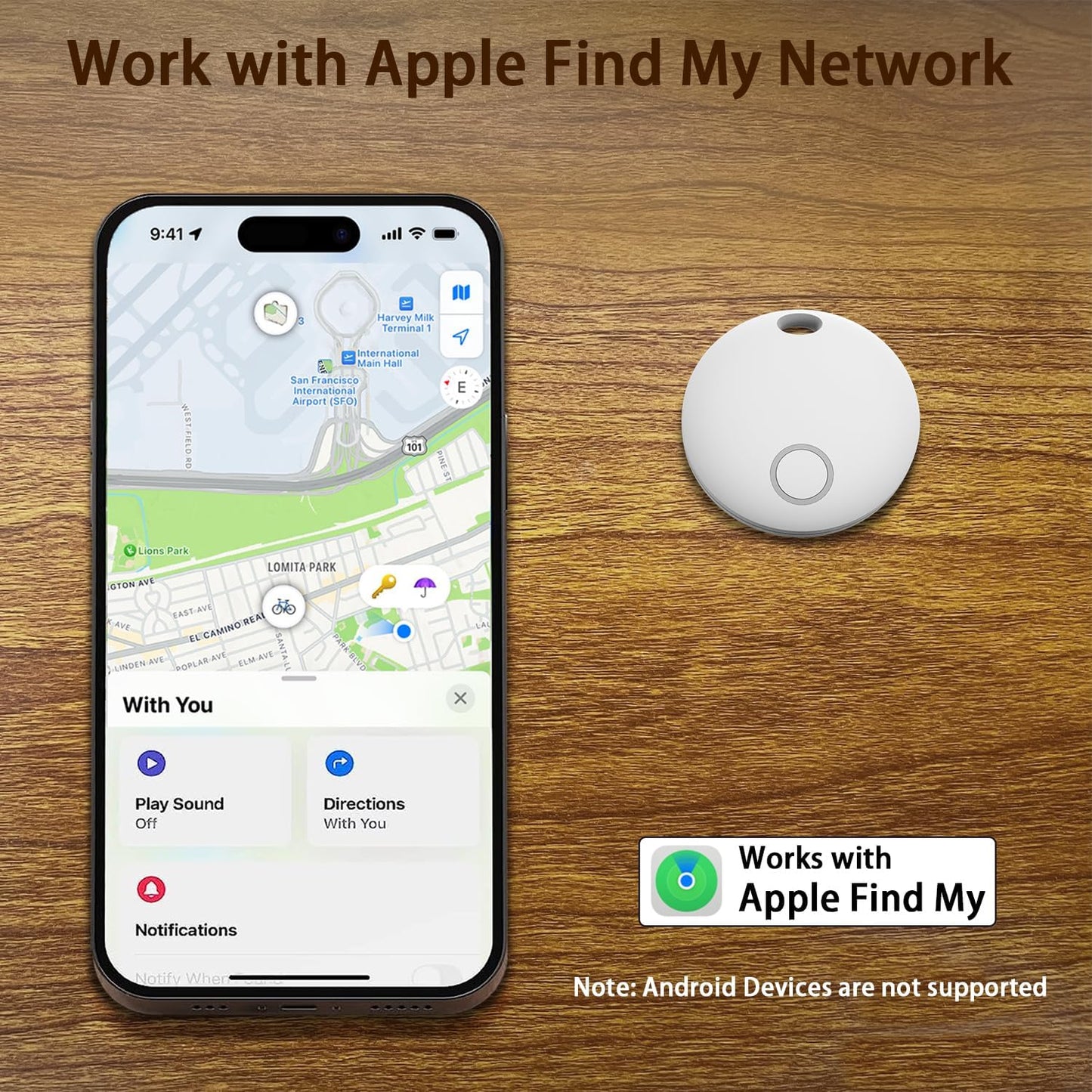 Air Tracker Tags-2 Pack [Apple MFi Certified] (iOS Only), Smart Bluetooth Tracker, Compatible with Apple Find My, Item Locator for Keys, Luggage, Wallet, Suitcase, Bags, IP67 Waterproof