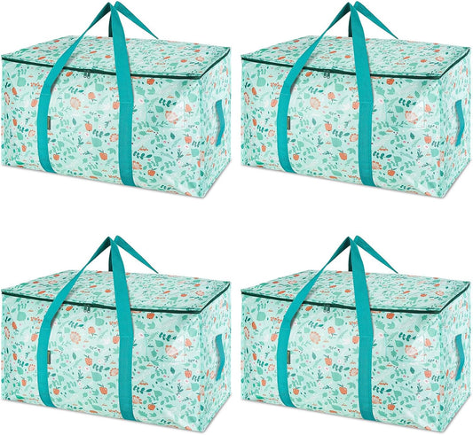BALEINE 4-Pack Oversized Moving Bags with Reinforced Handles, Heavy-Duty Storage Tote for Clothes, Moving Supplies (Spring Stroll, 4-Pack)