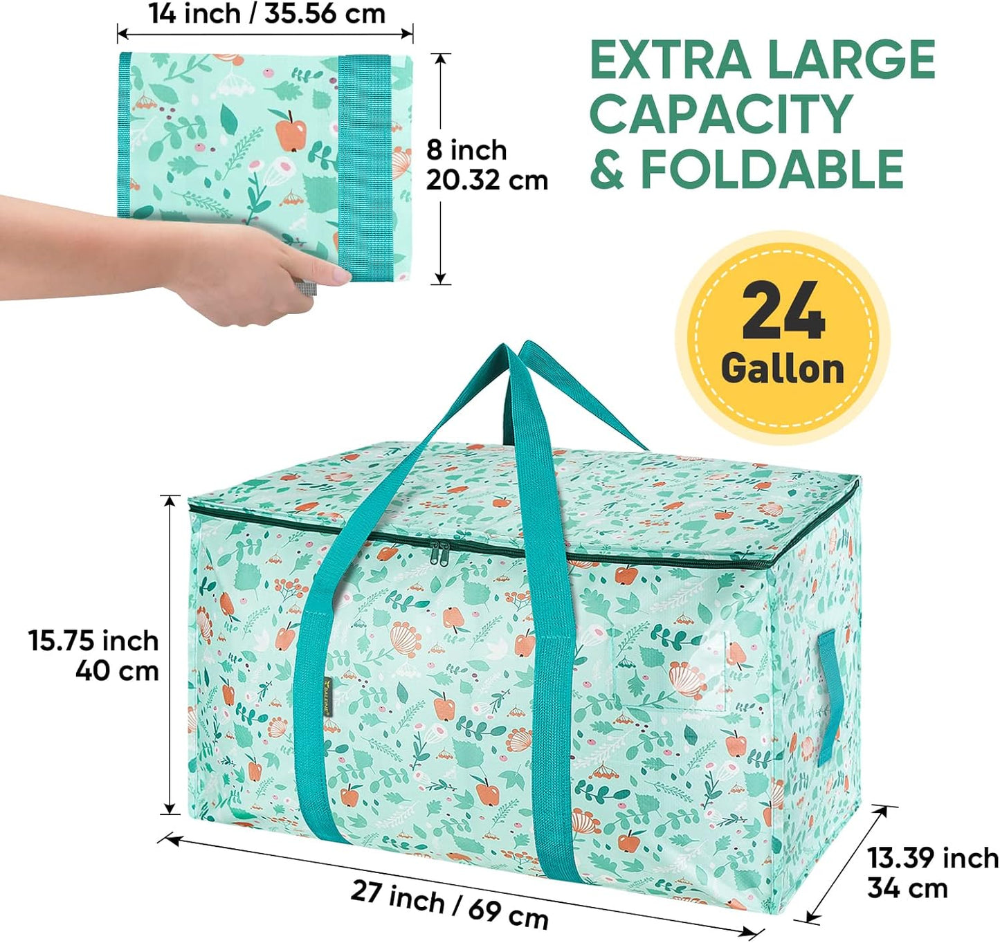 BALEINE 6-Pack Oversized Moving Bags with Reinforced Handles, Heavy-Duty Storage Tote for Clothes, Moving Supplies (Spring Stroll, 6-Pack)