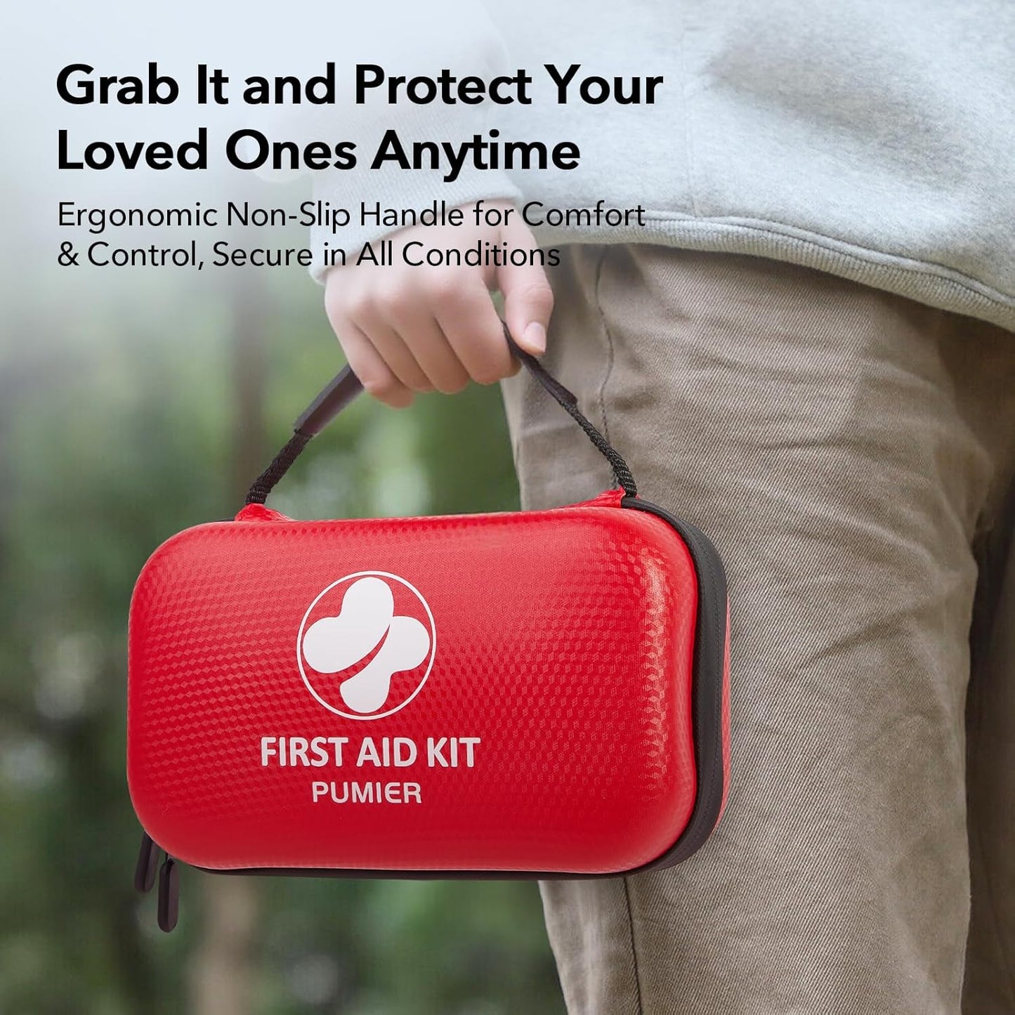 First Aid Kit for Car Home Travel Camping, 350pcs Compact Waterproof Hard Case, Public Emergency Must Have Survival Kits - Perfect for Businesses, Boat, Hiking, Vehicles, Sports (PUMIER)