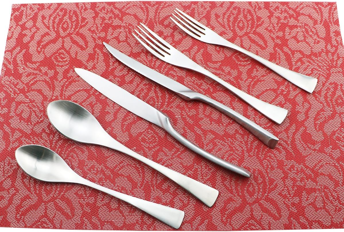 24-Piece Flatware Set,Extra Thick Heavy Duty - 18/10 Stainless Steel Cutlery Sets,High Matte Finish Silverware Flatware Sets Service for 4,Use for Home,Kitchen, Utensil Sets