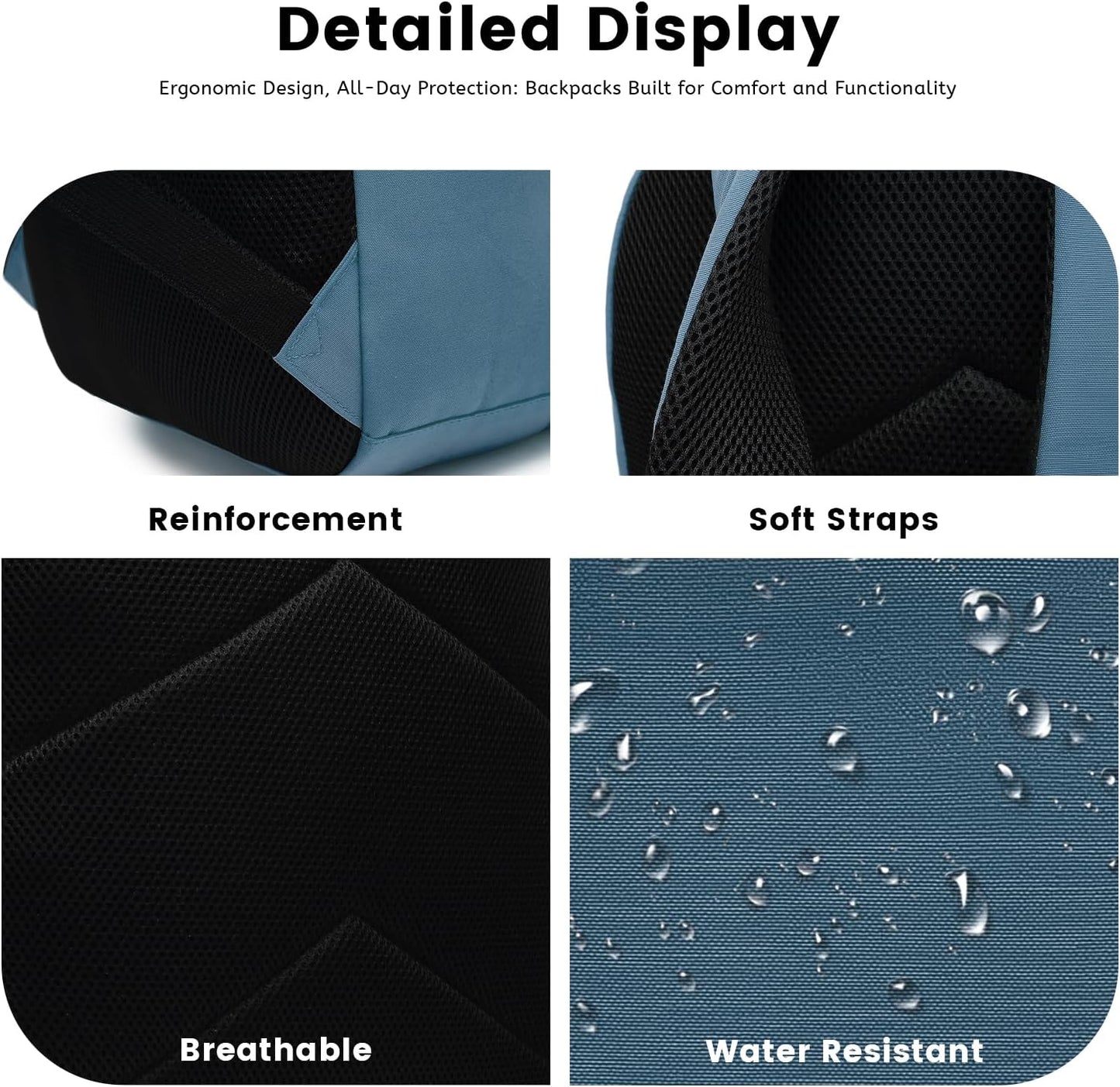 Lanola Basic Multi-Pocket Multipurpose Backpack Classical Water Resistant Bookbag For School Business Travel or Casual Daypack Backpacks For Men Or Women - Turquoise