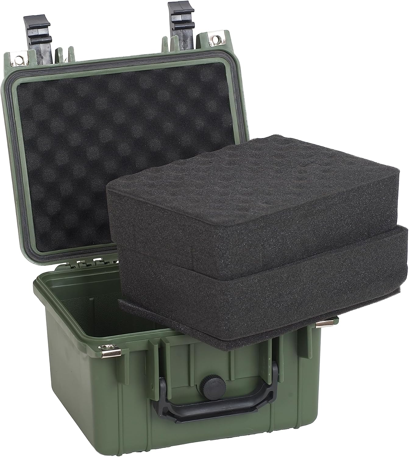 MEIJIA Portable All Weather IP67 Waterproof Camera Case,hard case with Customizable Fit Foam,Fit Use of Drones,Camera,Equipments,10.62 x9.68x6.87inches(Green)