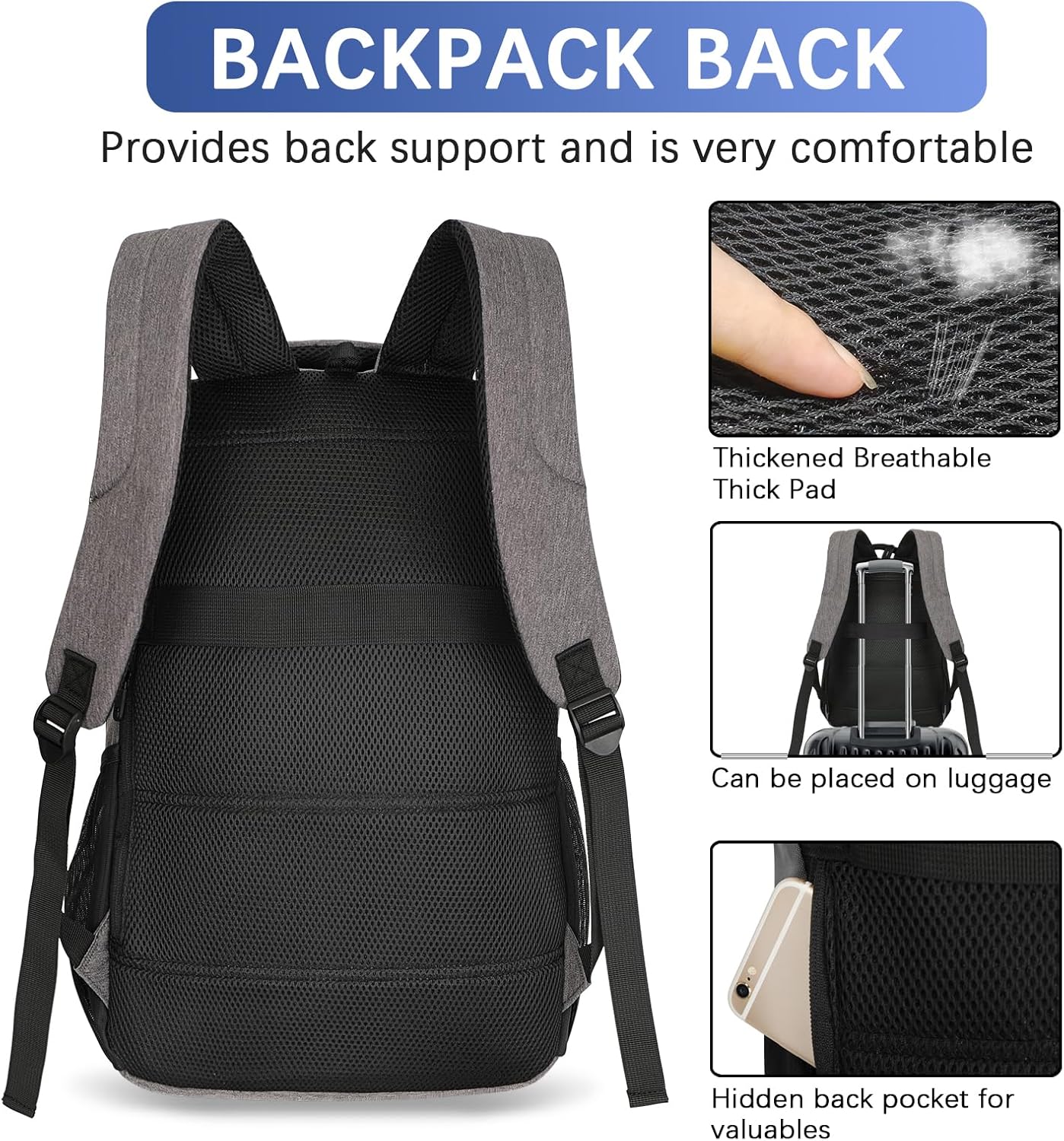 LARIPOP Extra Large Backpack,17.3 Inch Business Laptop backpack for Men Women with USB Charging Port,Water-Resistant Laptopack Weekender Daypack for Work College Computer