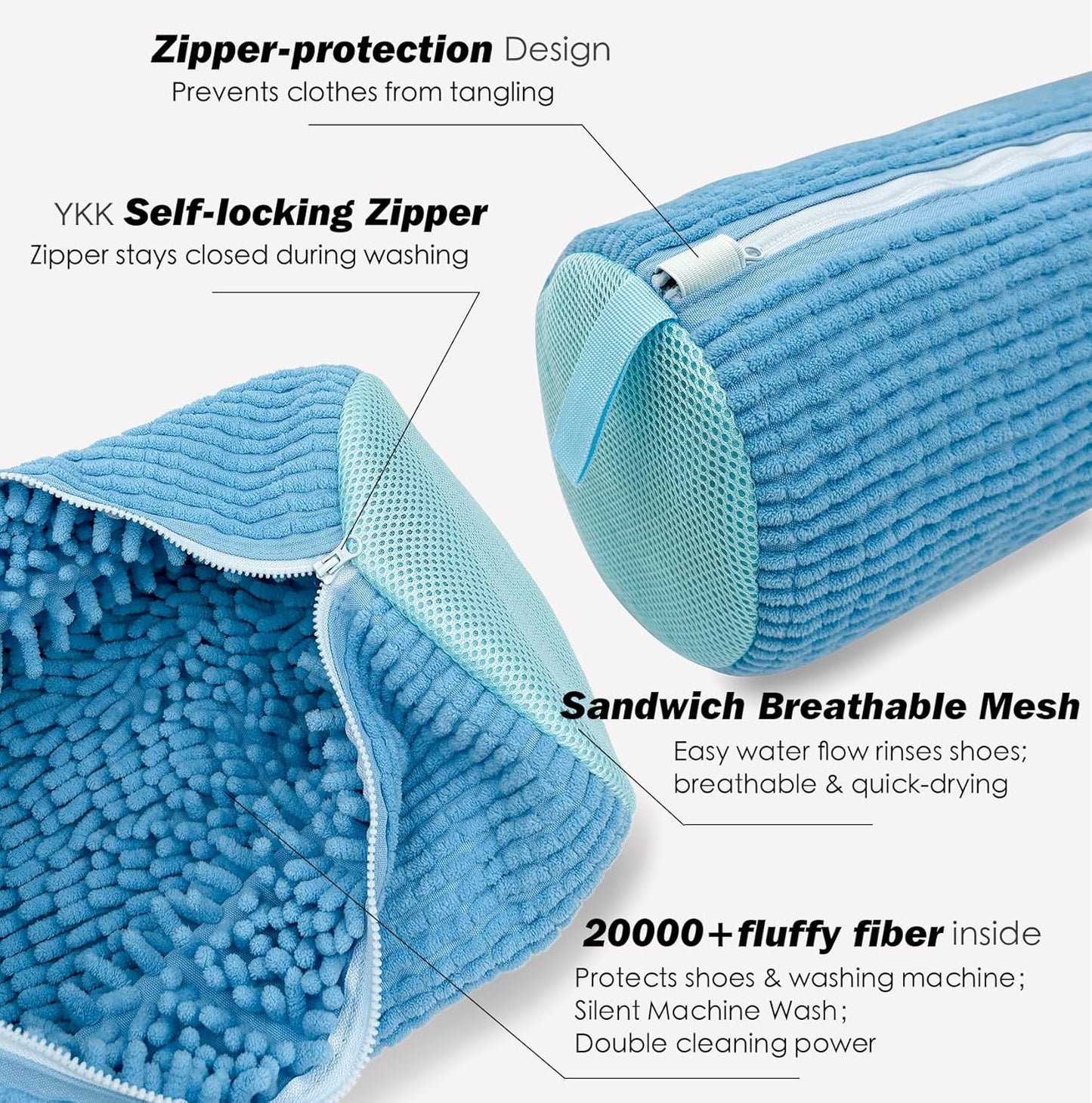 Shoe Washing Machine Bag,Laundry Shoe Bag for Washer and Dryer,Reusable Shoe Cleaning Bag for Sneakers,Tennis Shoes,With Self-locking Zipper, Microfiber Inside,Include Shoes Storage Bag