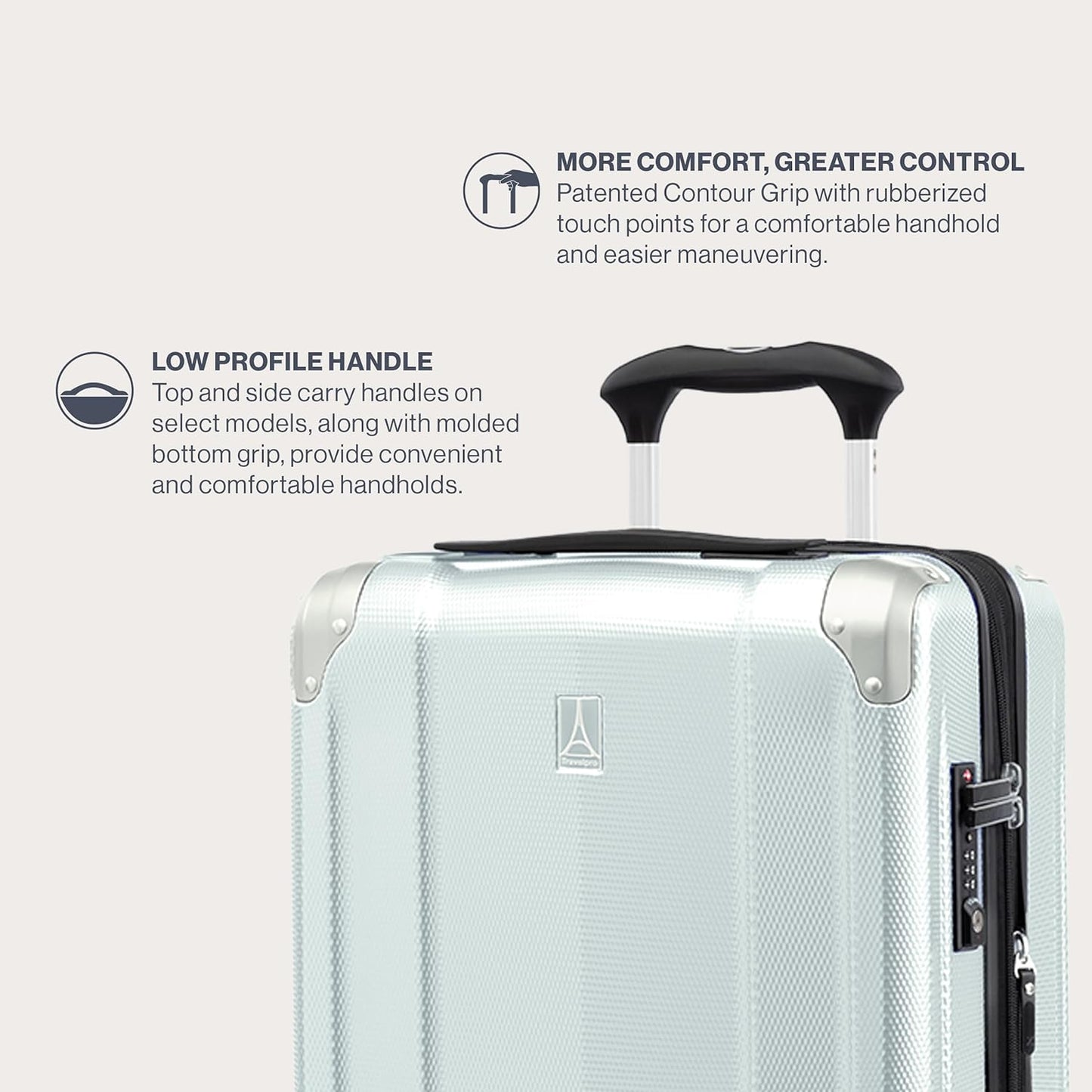 Travelpro Pathways 3 Hardside Expandable Luggage, 8 Spinner Wheels, Lightweight Hard Shell Suitcase, Cloud Grey, Checked Medium 25 Inch