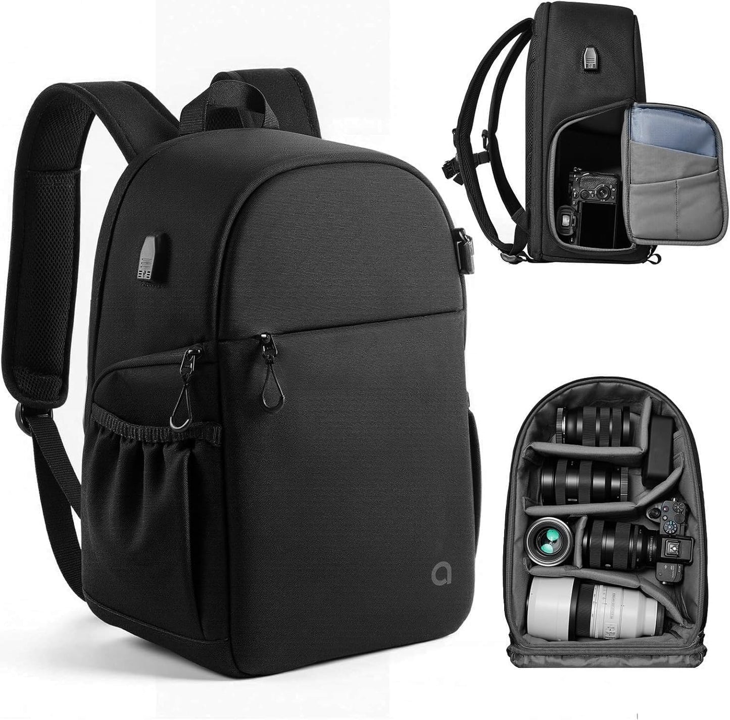 llano Camera Backpack for DSLR/SLR/Mirrorless – Water-Resistant Photography Bag with Laptop Slot & Tripod Holder, Compact Case for Canon/Nikon/Sony, Travel & Outdoor,Large 20L Capacity, Black