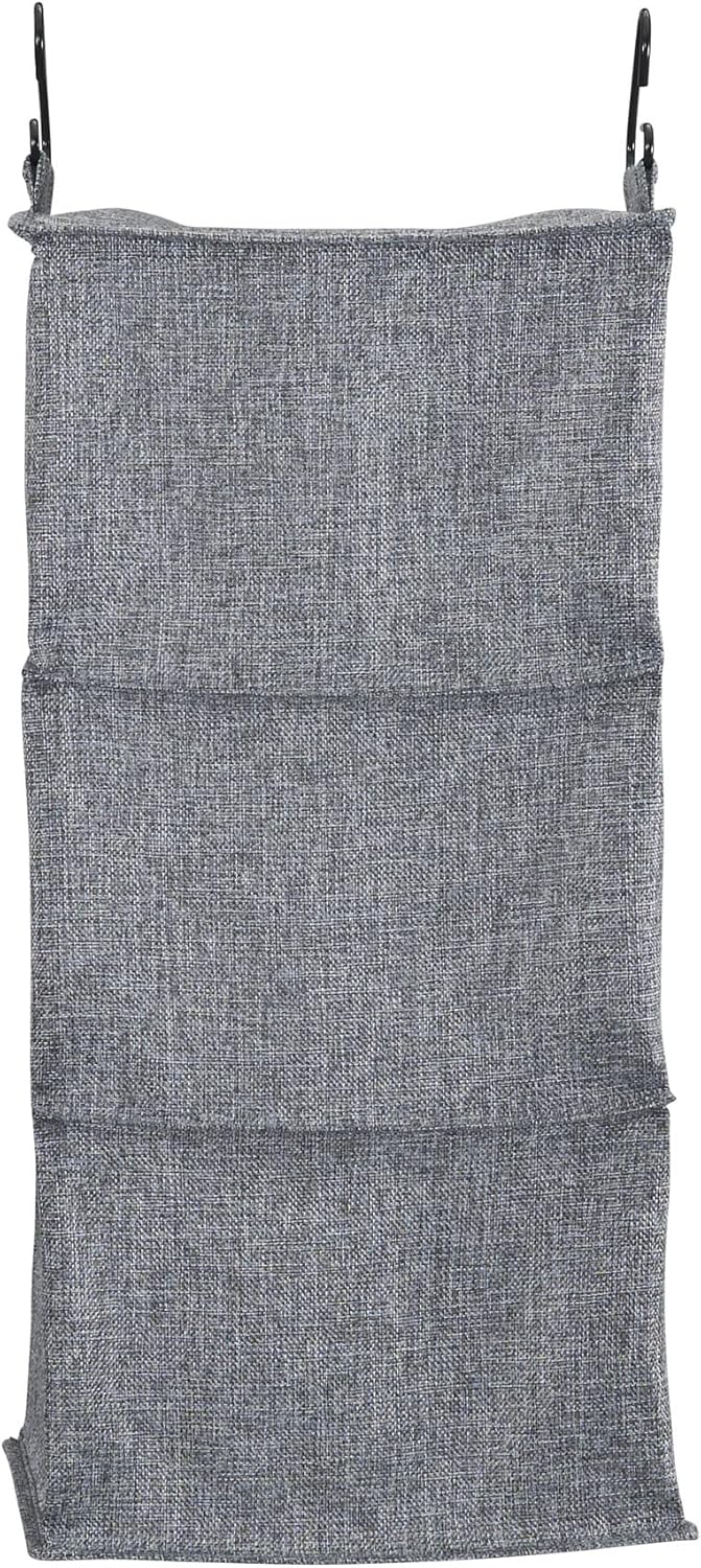 Household Essentials 3 Shelf Hanging Closet Organizer, Hanging Shelf with Hooks, Poly Linen and PEVA Shelving