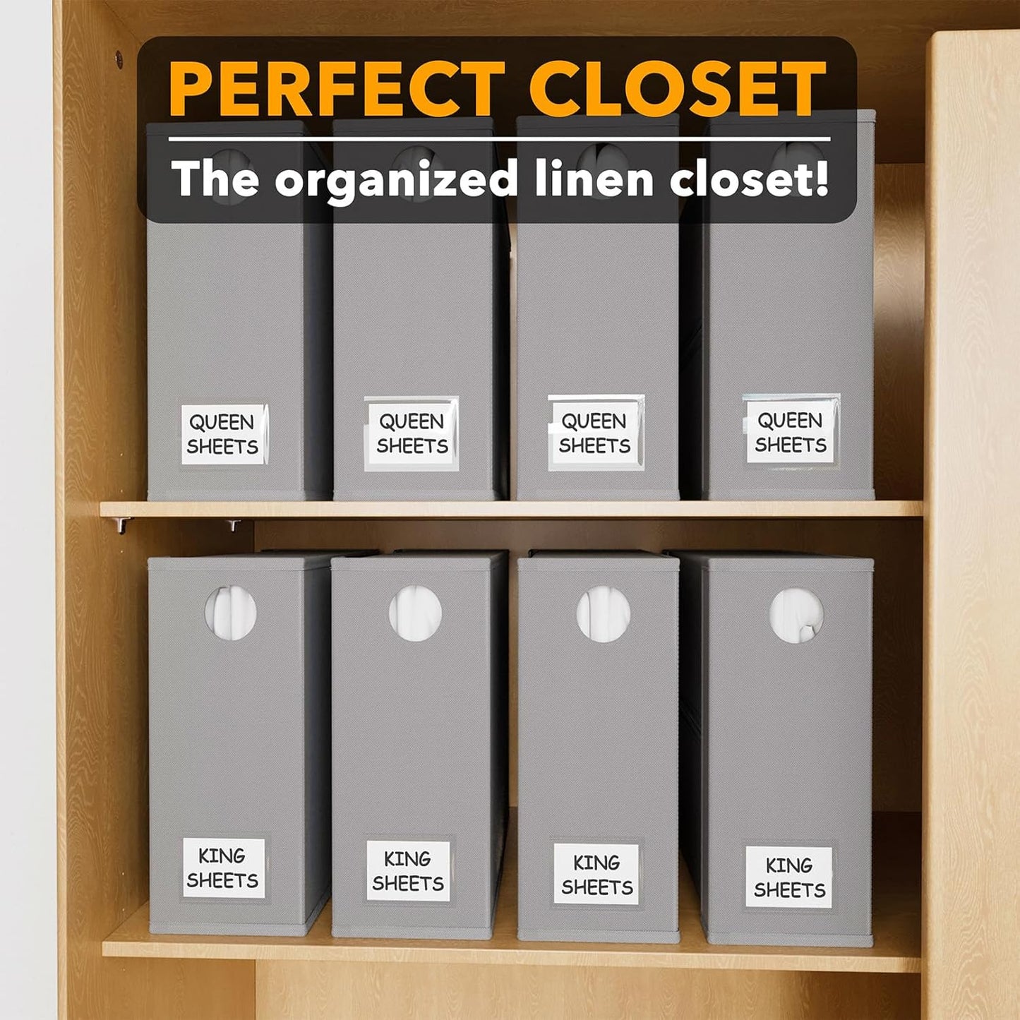 SpaceAid 8 Pack Bed Sheet Organizers and Storage, Foldable Sheet Organizer for Linen Closet, Sheets Set Folder Keeper with Window XL (Queen & King Size) Bedding Container (Gray, 8 Pack)