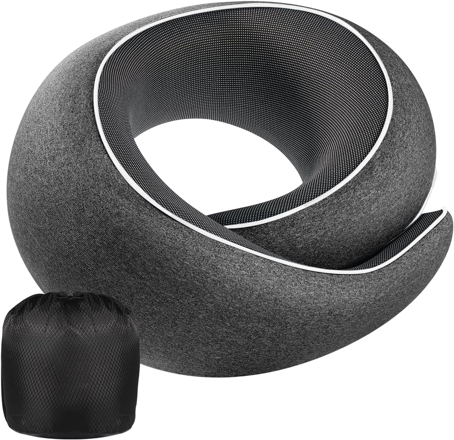 Neck Pillow Airplane,100% Pure Memory FoamTravel Neck Pillow Travel Neck Support Ergonomic &Portable Design Best for Sleeping Plane Car Train Office Flight (Small Black)