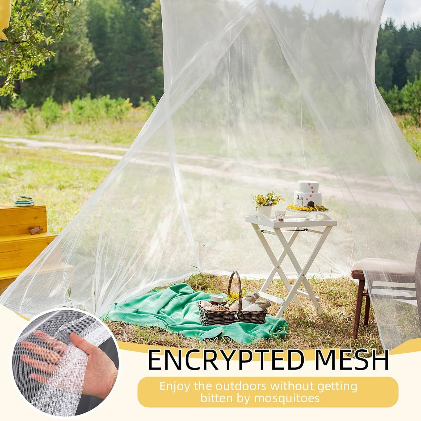 4 Corners Mosquito Net for Mosquiteros para Camas Bed Canopies Netting Bed Drapes Rectangular Mosquito Mesh for Camping Home Outdoor Travel(White,L75 X W79 X H67 Inch,Opening)