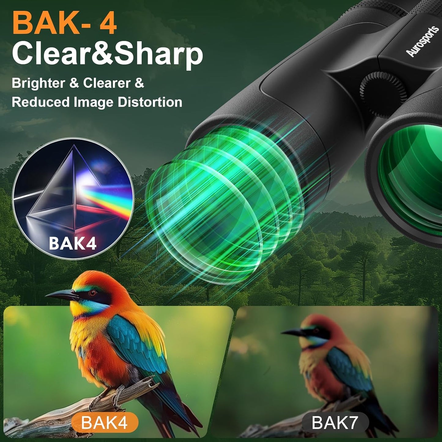 12x42 Binoculars for Adults High Powered: Waterproof HD Bird Binoculars - Large View Easy Focus with Clear Low Light Vision for Hunting Hiking Bird Watching Travel Cruise Black