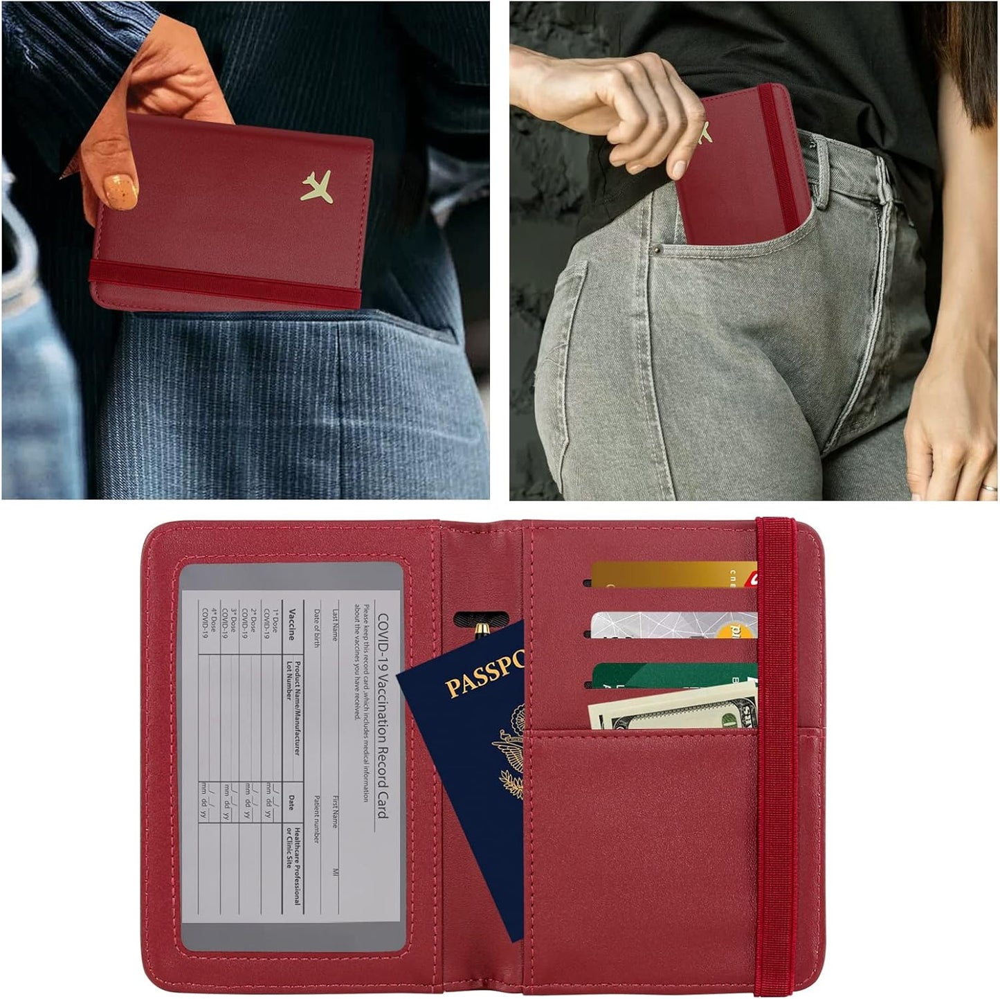 ZOPPEN Passport Holder Wallet, Passport Cover Travel Wallet Women Travel Essentials Accessories Document Organizer Travel Must Haves Rfid Blocking Cover Case for Women and Men, Wine