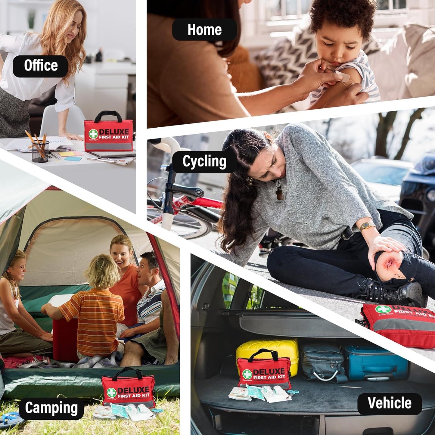 380 Pieces Deluxe First Aid Kit Compact Trauma Medical Kits with Assorted Bandages, Instant Cold Pack, Emergency Blanket for Home, Travel, Camping, Vehicle, Emergency Kits(Red)