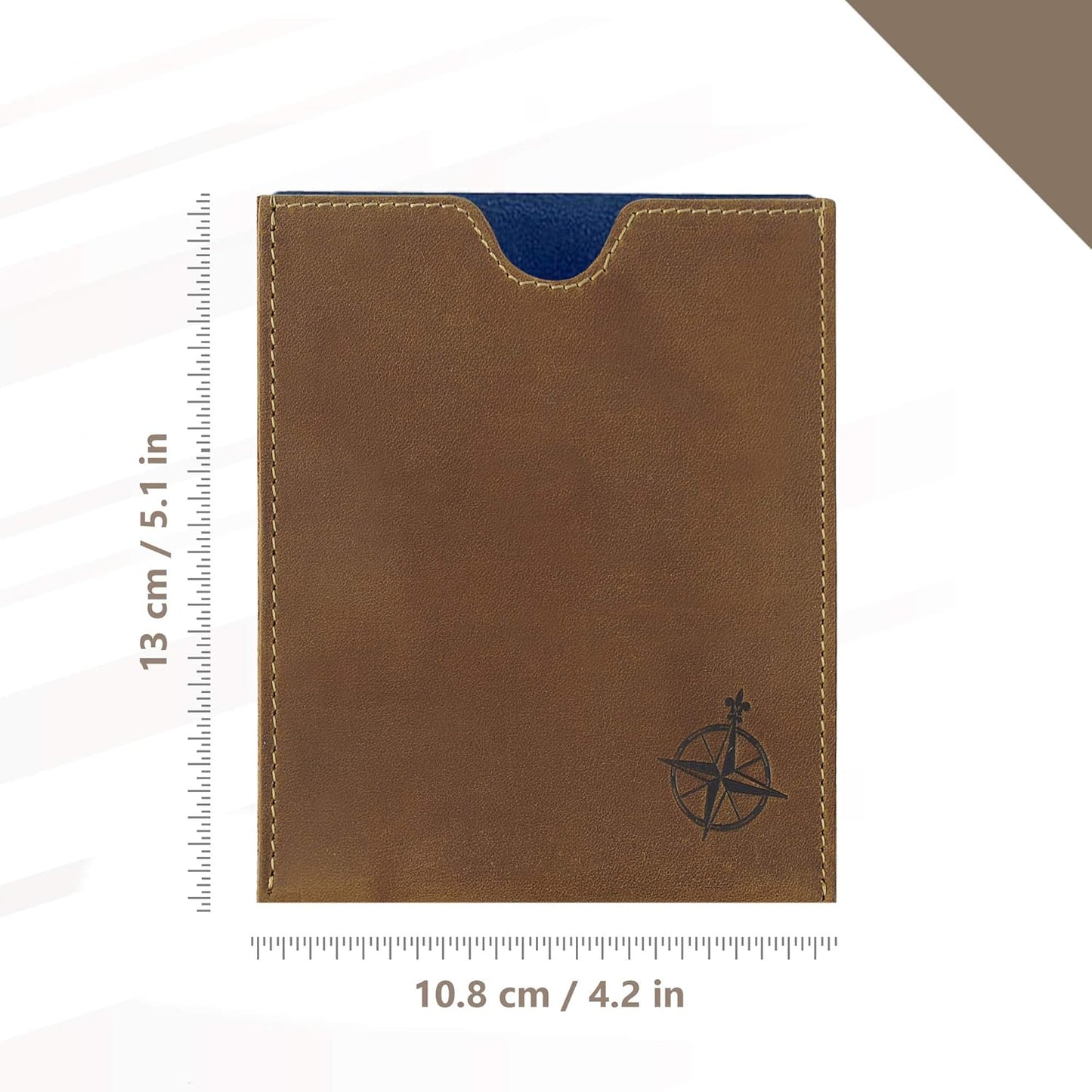 WANDERINGS Leather Passport Holder - Ideal for Travel - Handmade Genuine Leather Wallet with Passport Pocket and Card Slots - RFID Blocking for Security Against Data Theft