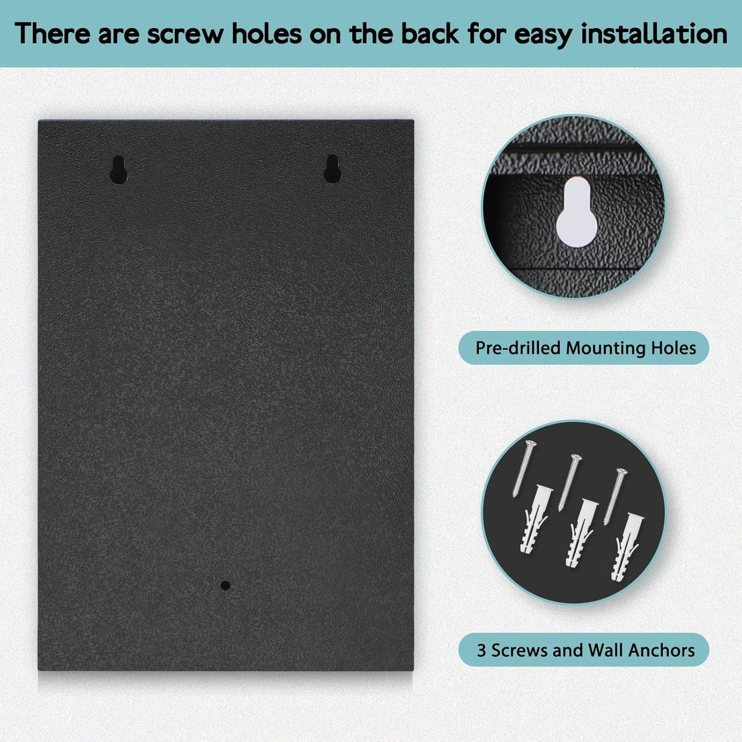 KYODOLED Locking Key Cabinet, 40 Key Storage Lock Box with Code, Key Box Wall Mount with Combination Lock, Key Hooks & Tags Key Labels, 2.5" D x 8" W x 12" H (Black,40 Key)