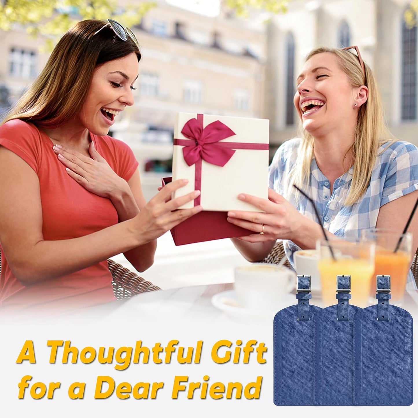 3 Pack Luggage Tags for Suitcases, TSA Approved Bag Tags, Baggage Tags with Privacy Protection, Travel Essentials Luggage Accessories, Dark Blue