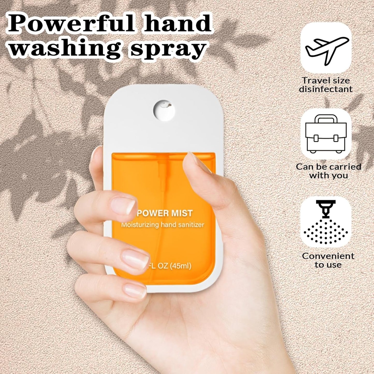Power Mist Hydrating Hand Sanitizer Spray, Portable Travel-Size Hand Sanitizer Spray, 500-Sprays Each，Suitable for Both Adults and Children (Citrus)
