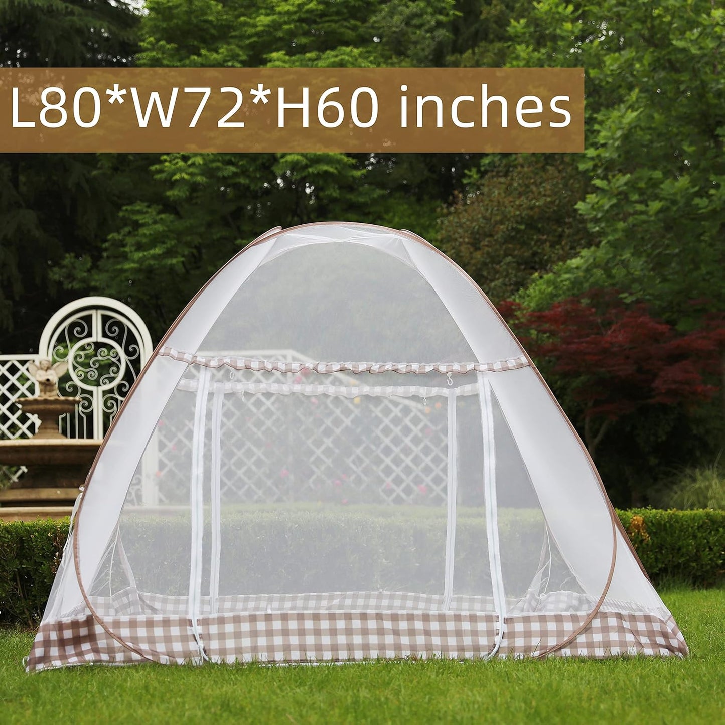 Large Mosquito Net Tent Canopy for Bed - Folding Portable Design Travel POP UP Netting, L80*W72*H60inch Queen King Size