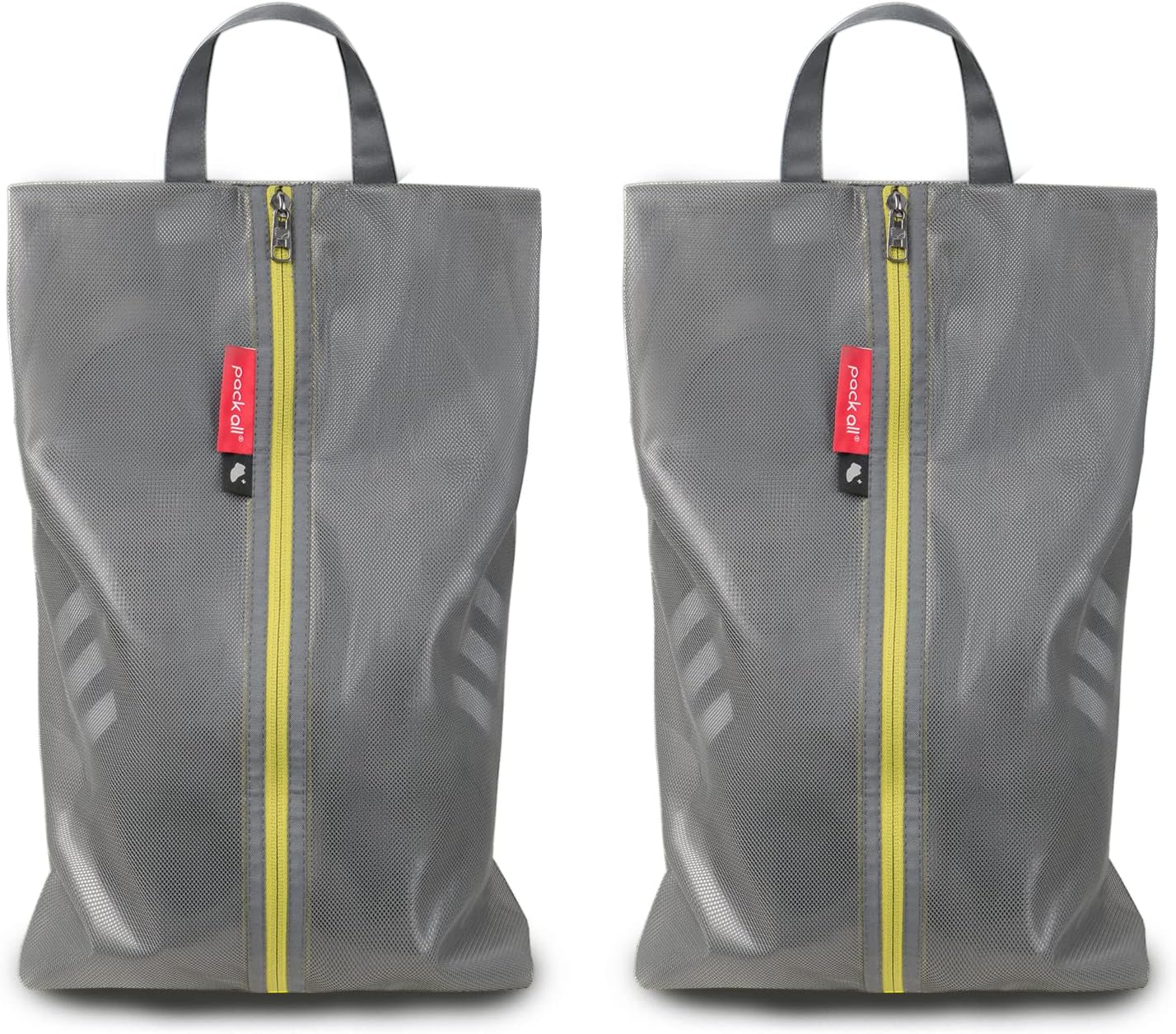 pack all Plus-Sized Shoe Bag for Travel, Water-Resistant Shoe Pouch for Gym, Odor-Resistant Soccer Cleats Bag for Sport (Grey, 2-Pack)