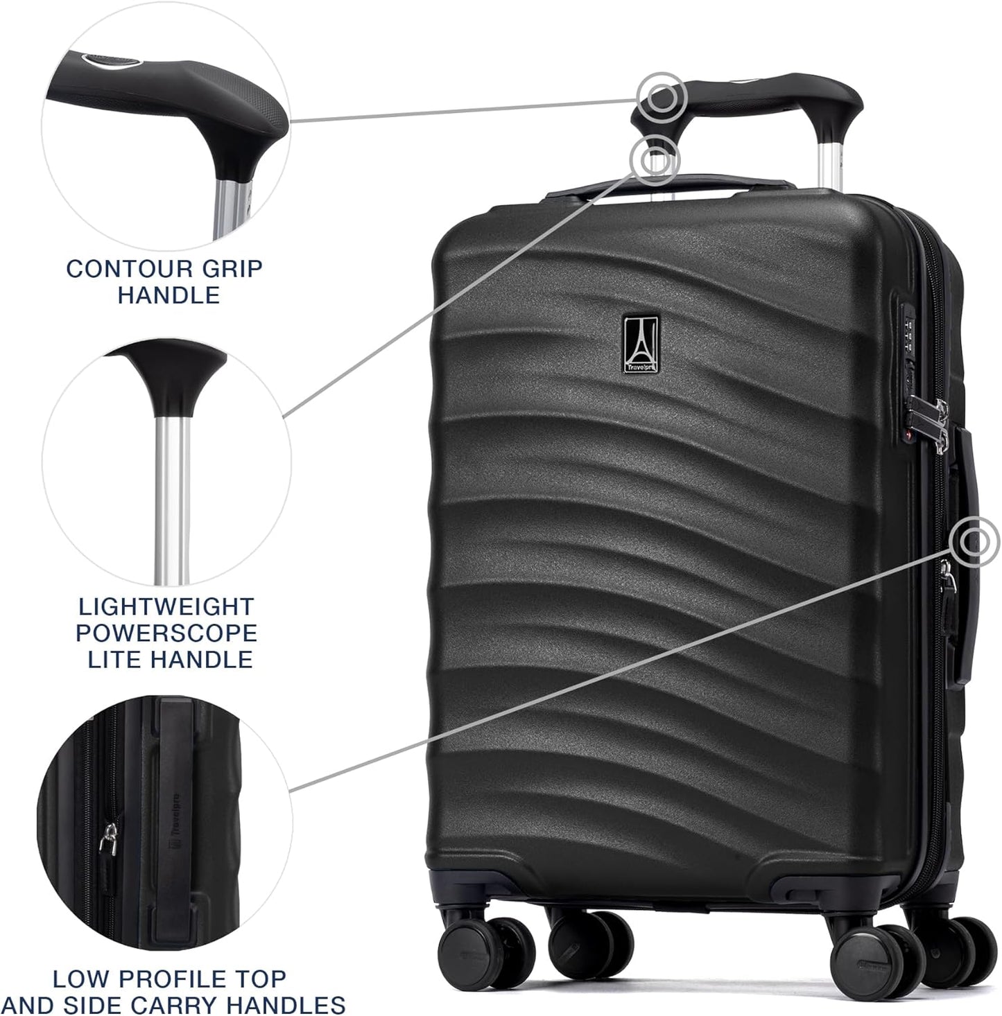 Travelpro Maxlite Air V2 Hardside Expandable Carry on Luggage, 8 Spinner Wheels, Lightweight Hard Shell Suitcase, TSA lock, Black, Compact Carry On 20-Inch