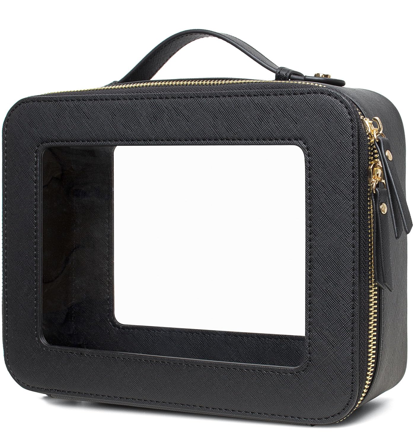 LETGO Clear Makeup Bags, TSA Approved Toiletry Bag with Zipper, Clear Makeup Organizer Large Fit Carry-on Travel Essentials,Clear Cosmetic Bags for Women Men (Large-Black)