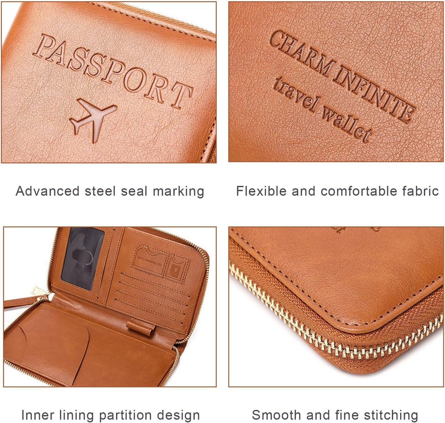 Multi-Function RFID Travel Passport Wallet with Phone Pocket - Ultimate Passport Holder for Women & Men | Holds Phones, Passports, Cash, Cards & Boarding Passes (Brown)