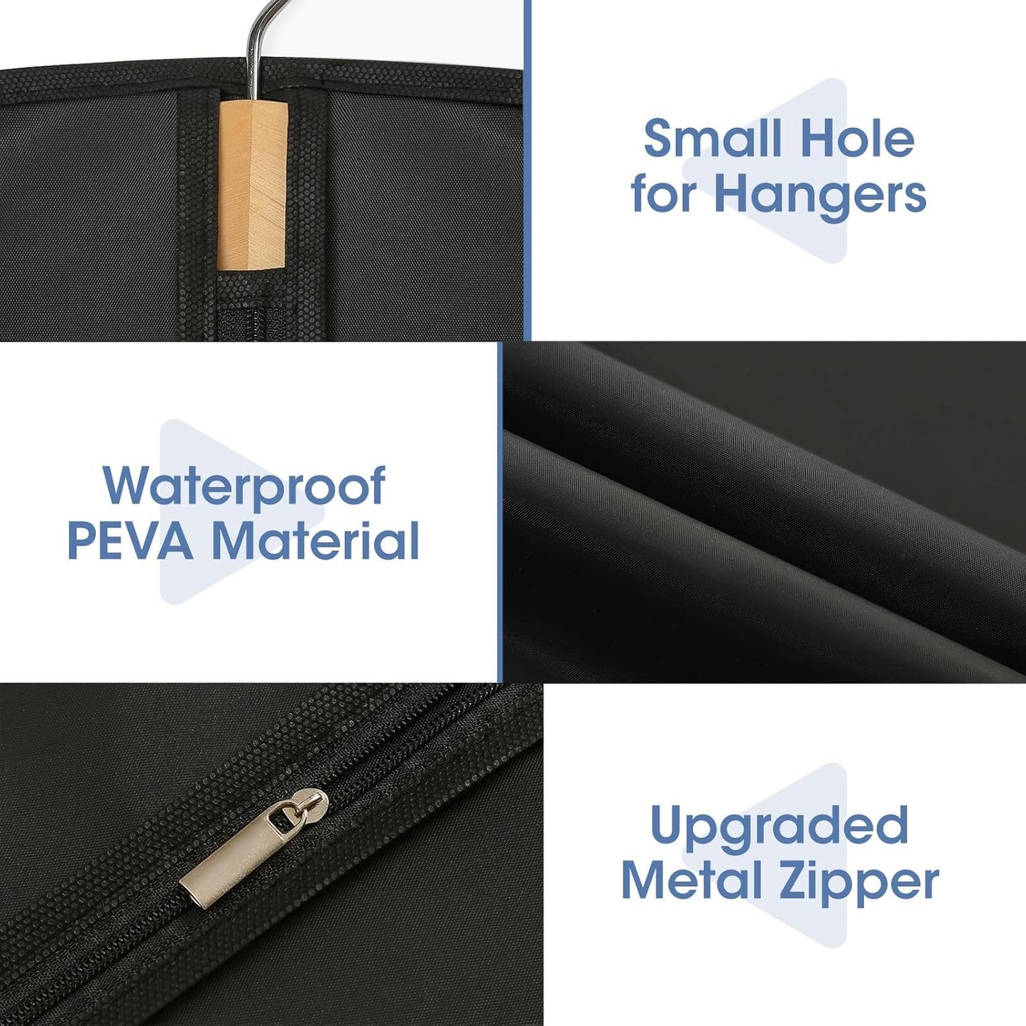 Suit Bags for Closet Storage, 43'' Garment Bags for Hanging Clothes, Suit Garment Bag, Black Suit Cover Bags with Clear Window for Coats, Jackets, Shirts（5 Packs）