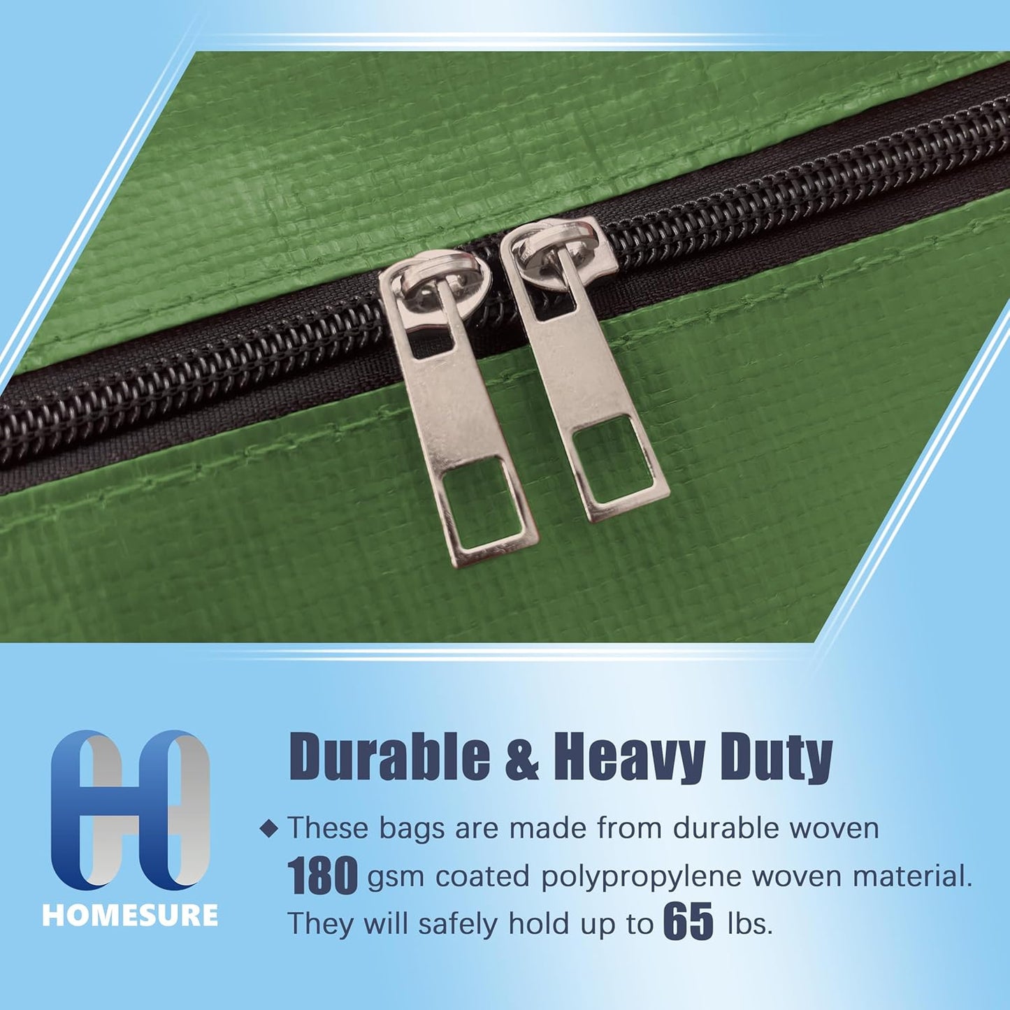 8 Pack Large Strong Moving Bags with Zippers & Carrying Handles - Water-Resistant - Heavy Duty Storage Tote for Space Saving, Fold Flat, Alternative to Moving Box (Olive Green)