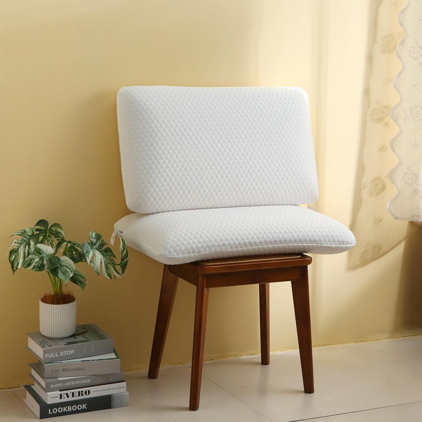 Memory Foam Bed Pillows, Pillow for Side and Back Sleeper, Pillow for Neck Pain Relief, Washable Removable Cover, Soft, White (Queen)