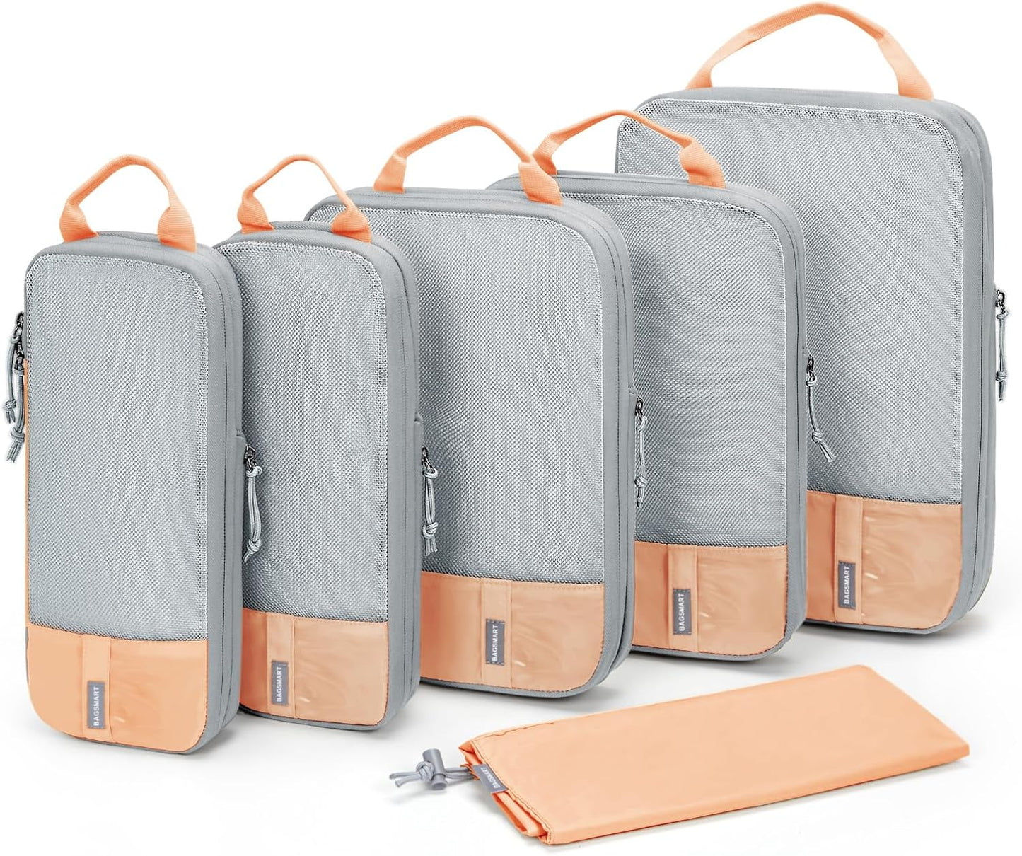 BAGSMART 6 Set Compression Packing Cubes - Lightweight Travel Essentials, Durable Luggage Organizer