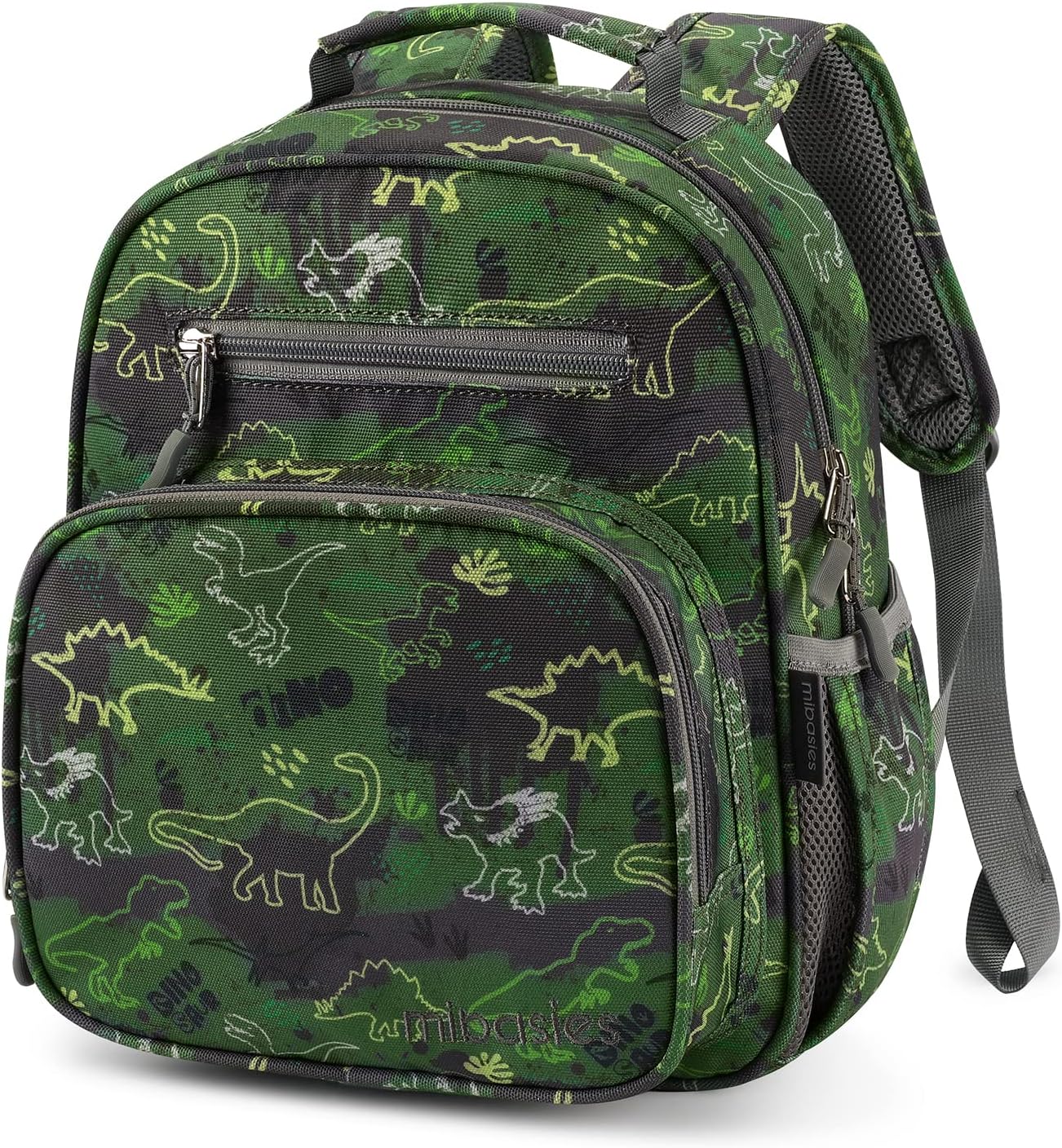 mibasies Toddler Backpack for Boys 2-4: Cute Kids Backpacks Boys - Preschool Kindergarten Backpack - Green Dinosaur