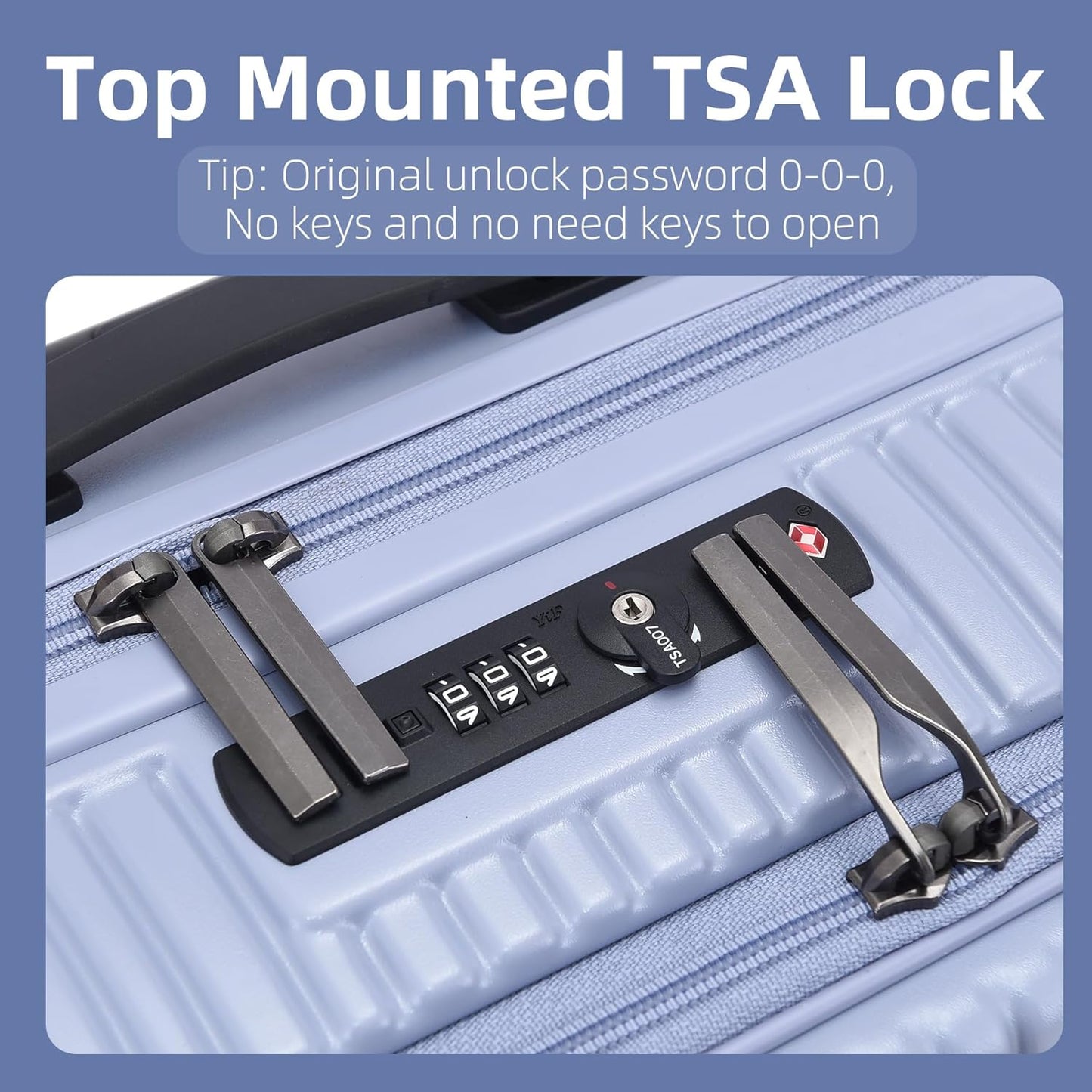 19 Inch Suitcase Hand Luggage with Front Pocket for 15.6" Laptop, 35 * 23 * 55cm, 43L, Ligthweight ABS+PC Hardshell Carry On, Lilac Purple