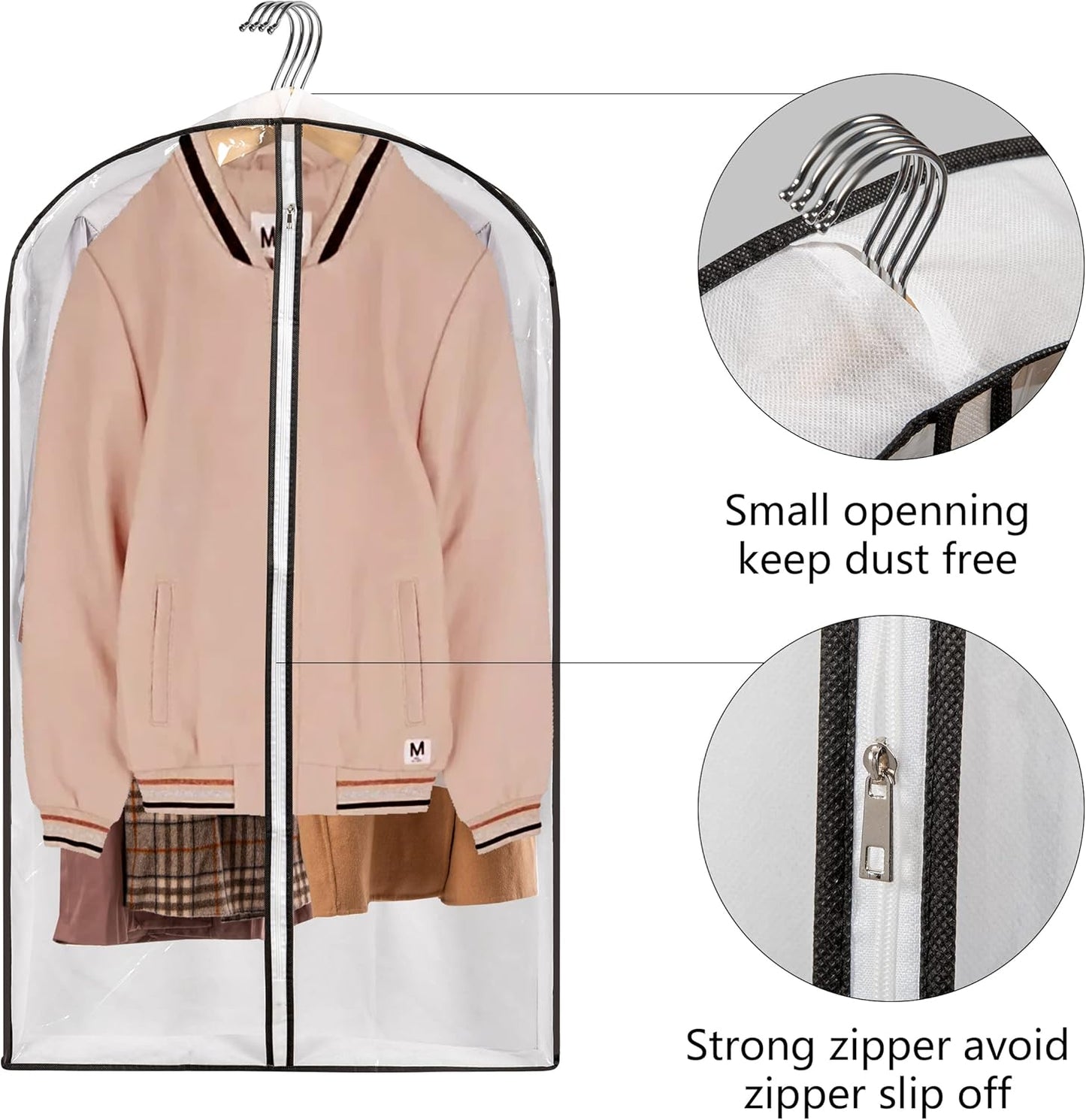 Clear Plastic Hanging Clothes Bags with 4" Gusseted Garment Bags for Storage, Suits, Coats, Sweaters, Shirts - 24" x 40" x 4"",3 Pack