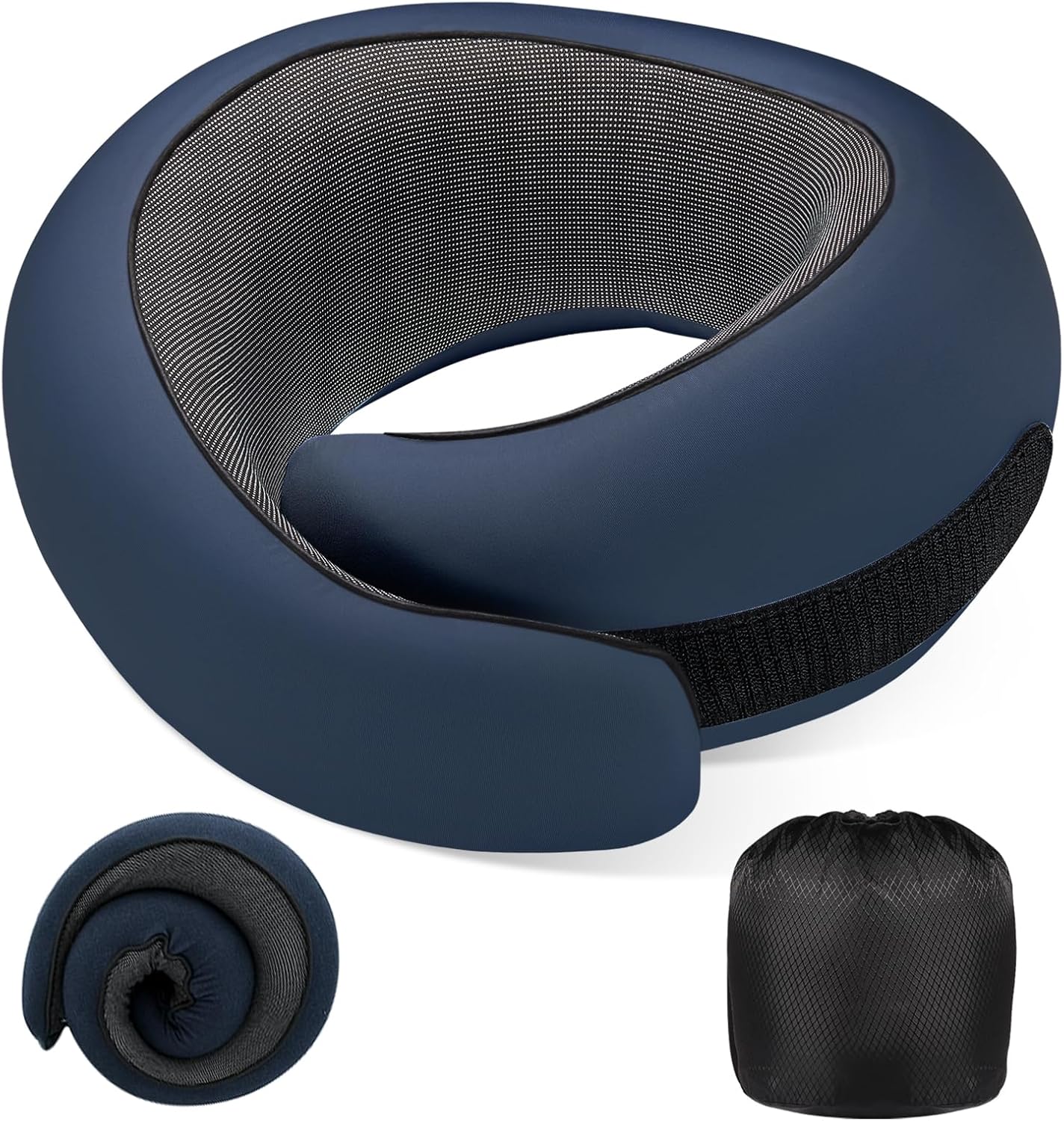 Neck Pillow Airplane,100% Pure Memory FoamTravel Neck Pillow Travel Neck Support Ergonomic &Portable Design Best for Sleeping Plane Car Train Office Flight (Deep Blue)