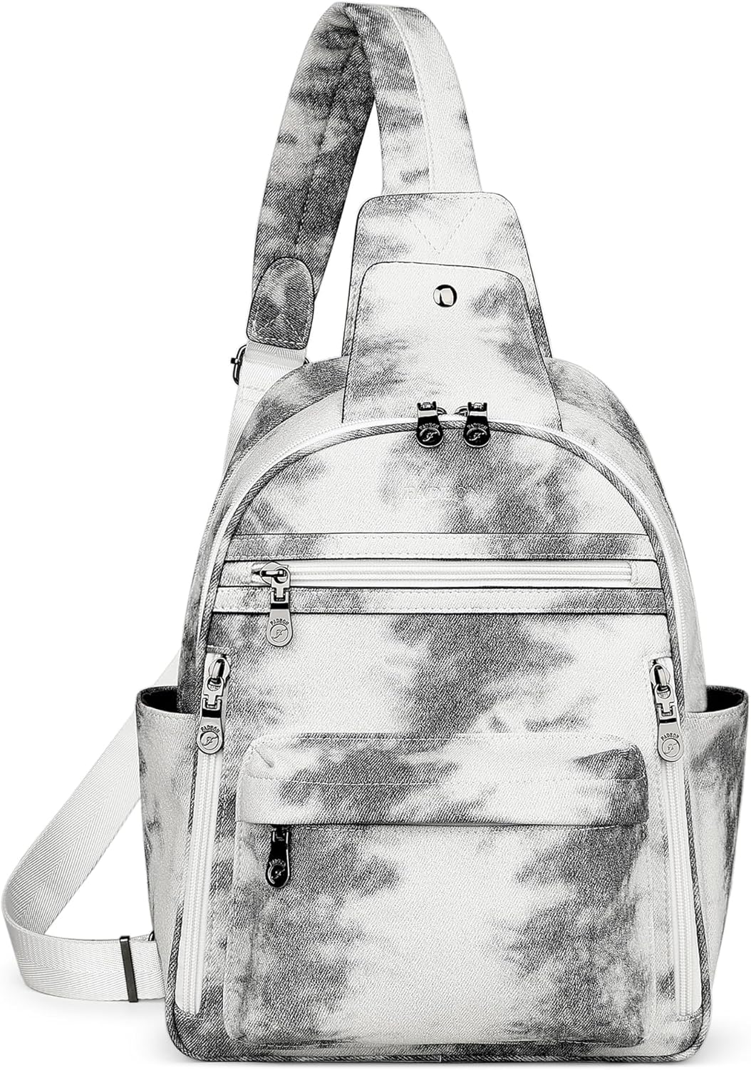 FADEON Large Sling Bag for Women, Leather Crossbody Purse Designer Anti Theft Sling Backpack, RFID Fanny Packs for Travel