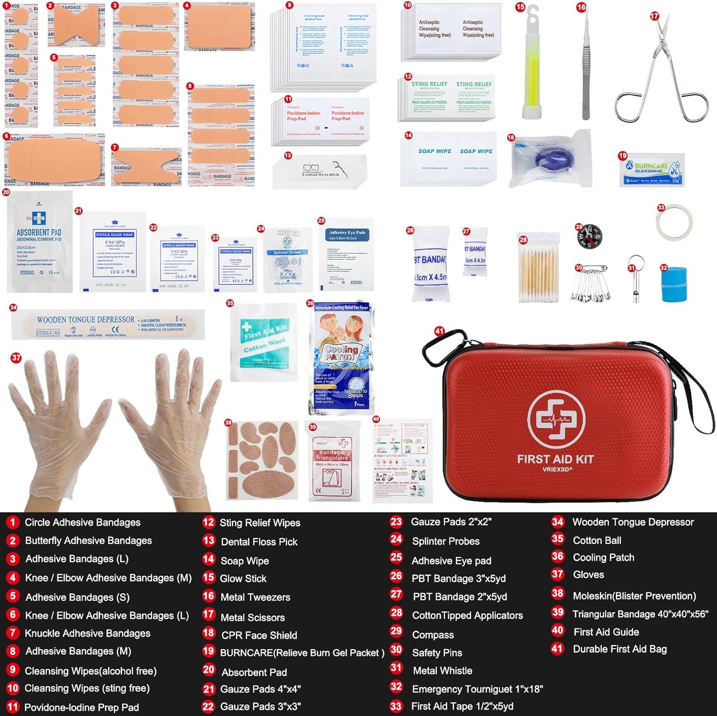 Premium First Aid Kit, 320 Piece Waterproof Hard Shell Eva First Aid Kit for Home, Camping, Cars, Hiking, Travel, Businesses & Outdoor Emergencies - Emergency Medical Kits (Red)