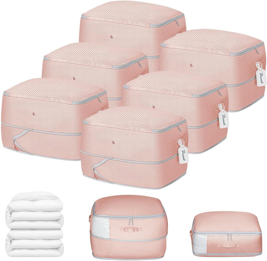 DIMJ Comforter Storage Bag 6 Pack - Blanket Storage Organizer Compression Bags, Large Capacity Ultra Space Saving Self Compression Organize for Bedding, Pillow, Duvet, Sheet Storage with Zipper Window