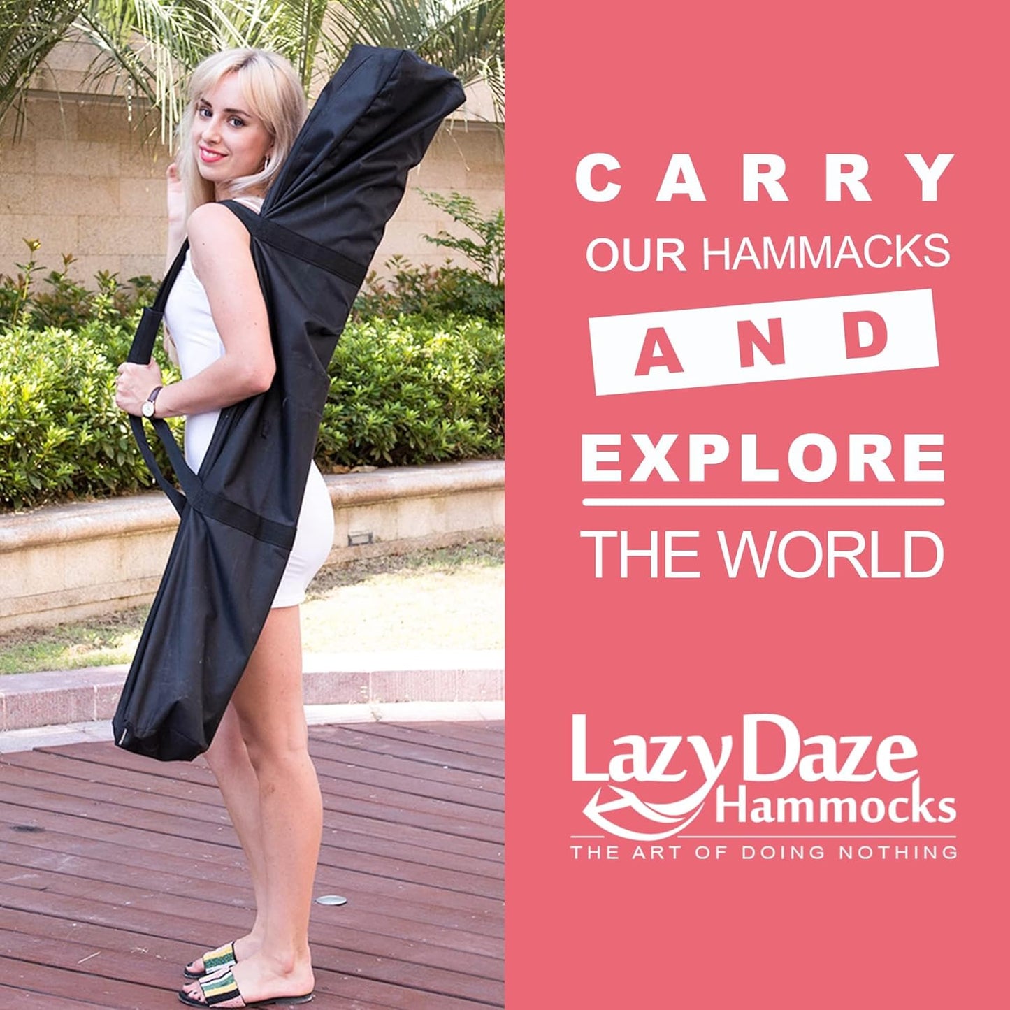 Lazy Daze Hammocks 9FT Double Hammock with Sturdy Steel Stand and Durable Fabric, Camping Lace Hammocks Include Portable Carrying Case, 450 LBS Capacity