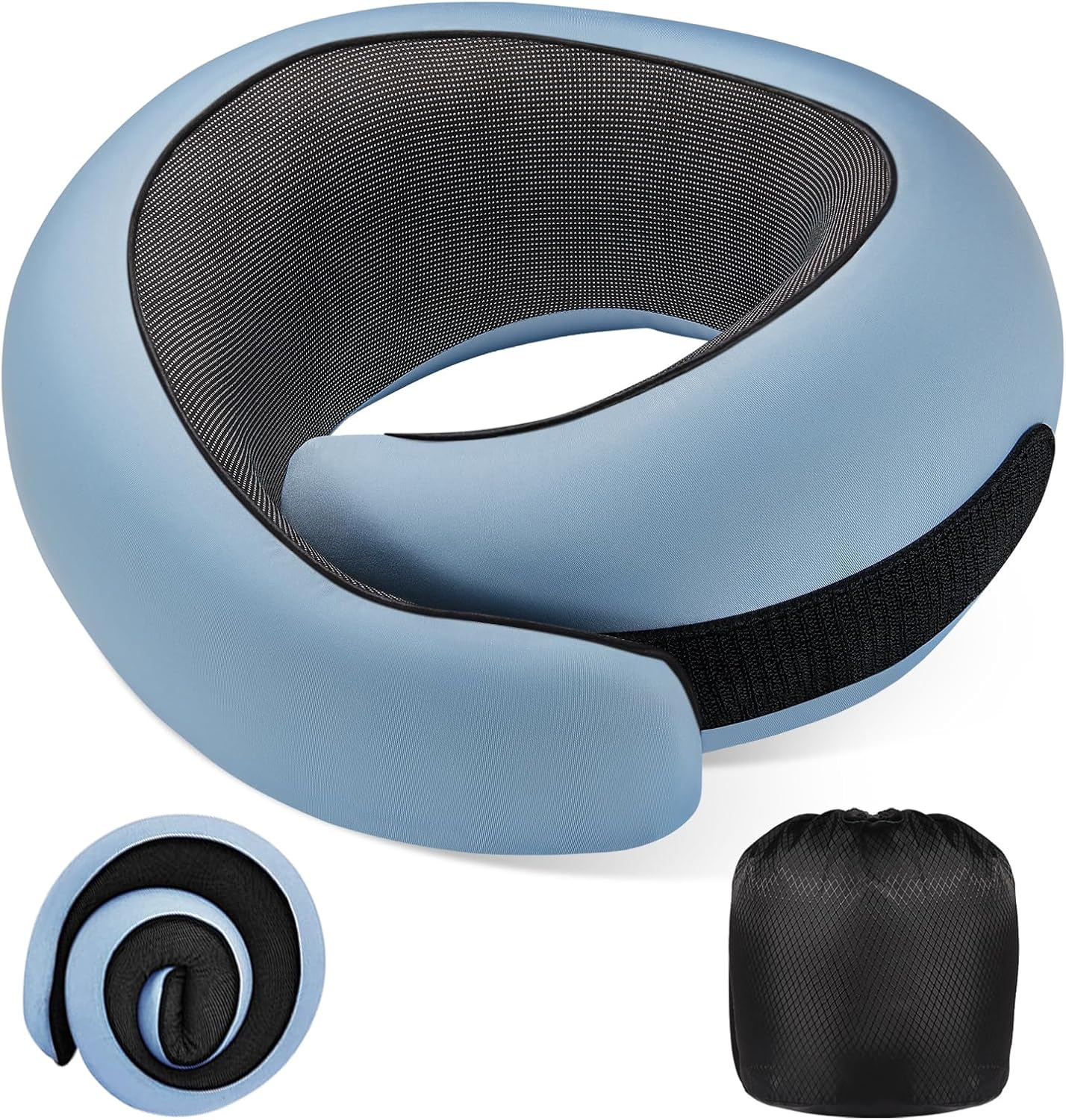 Neck Pillow Airplane,100% Pure Memory FoamTravel Neck Pillow Travel Neck Support Ergonomic &Portable Design Best for Sleeping Plane Car Train Office Flight (Light Blue)