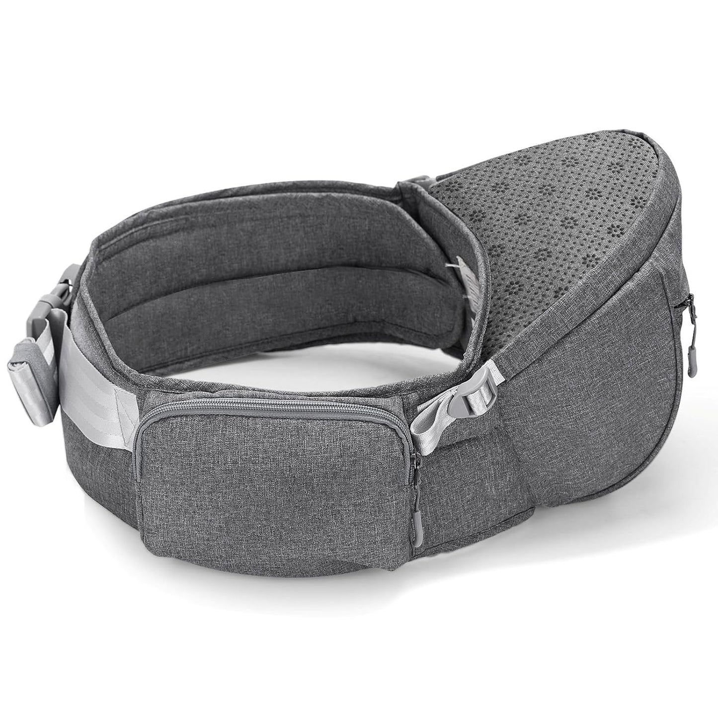 Sunveno Hip Baby Carrier with Seat,Ergonomic Baby Hip Carrier, Front-Facing Baby Holder, Anti-Slip Seat Surface, Wide and Adjustable Waistband, Multiple Pockets, Newborn to Toddler up to 45lbs, Grey