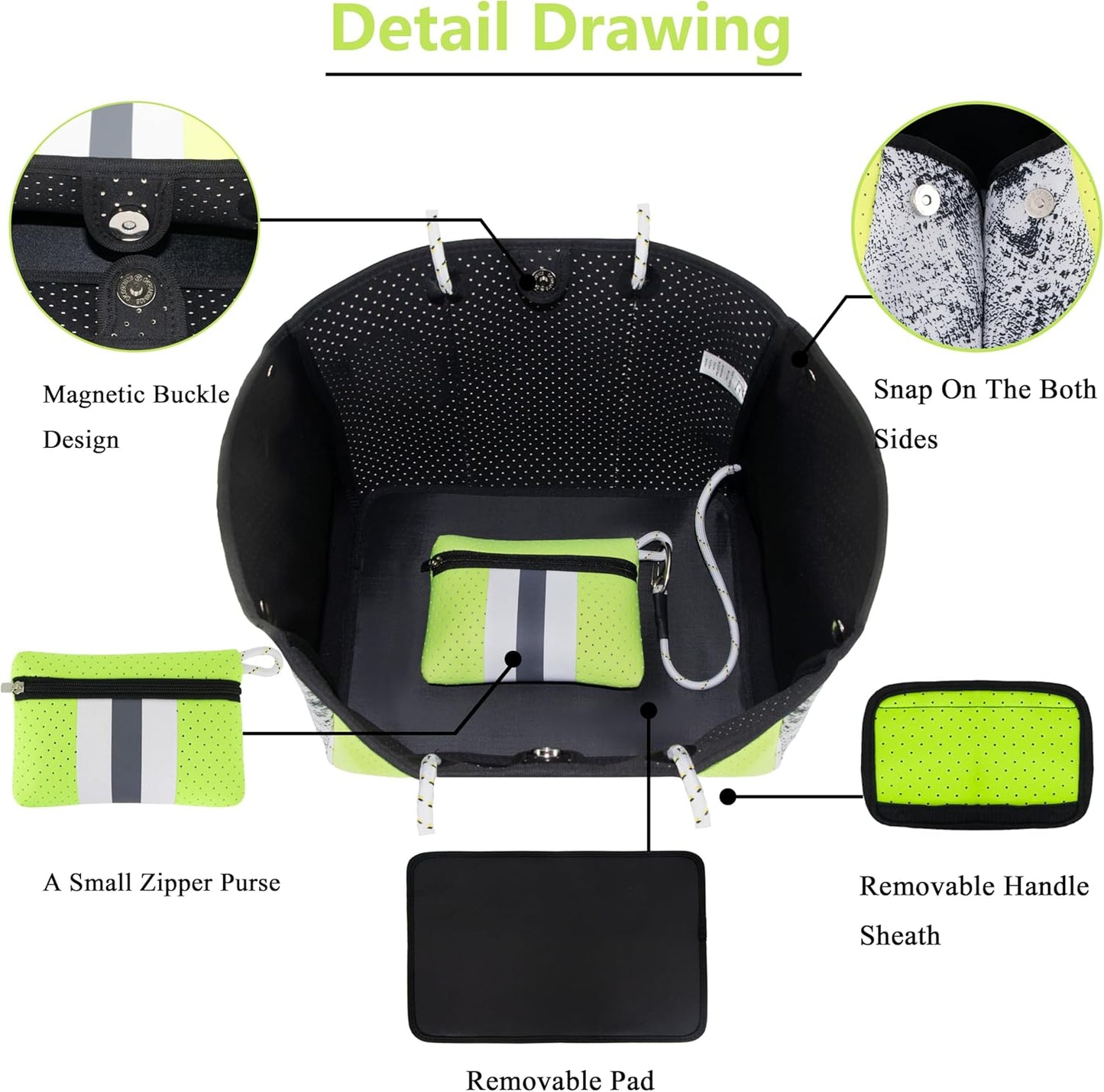 QOGiR Neoprene Multipurpose Beach Bag Tote with Inner Zipper Pocket … … … …