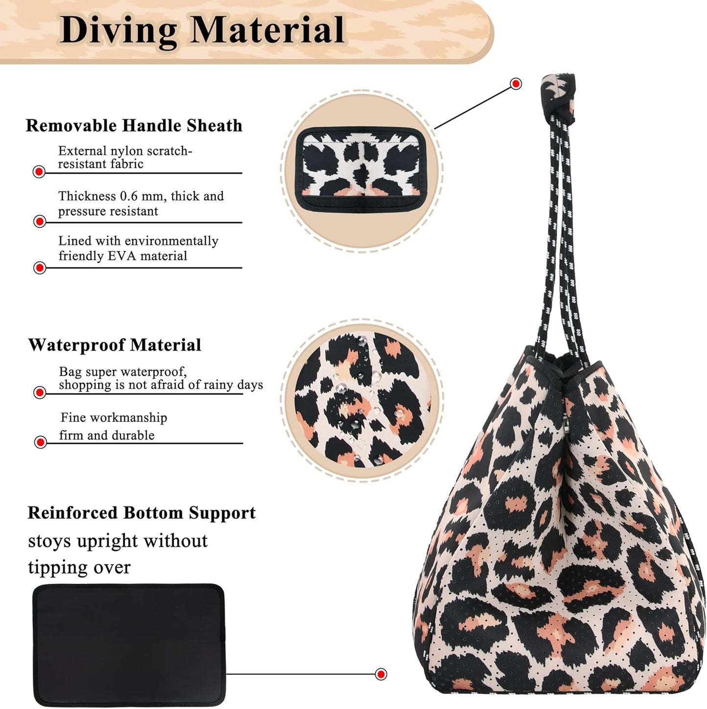 QOGiR Neoprene Multipurpose Beach Bag Tote with Inner Zipper Pocket … … … …